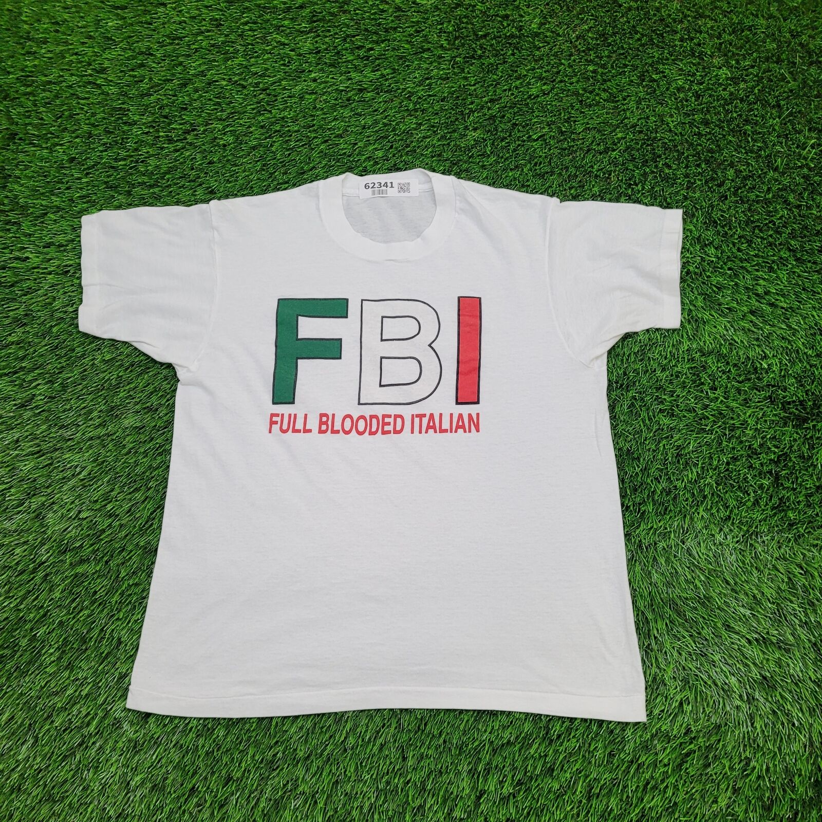Vintage ECW FBI Full-Blooded-Italian Wrestling Shirt M-Short 20x24 White Pride