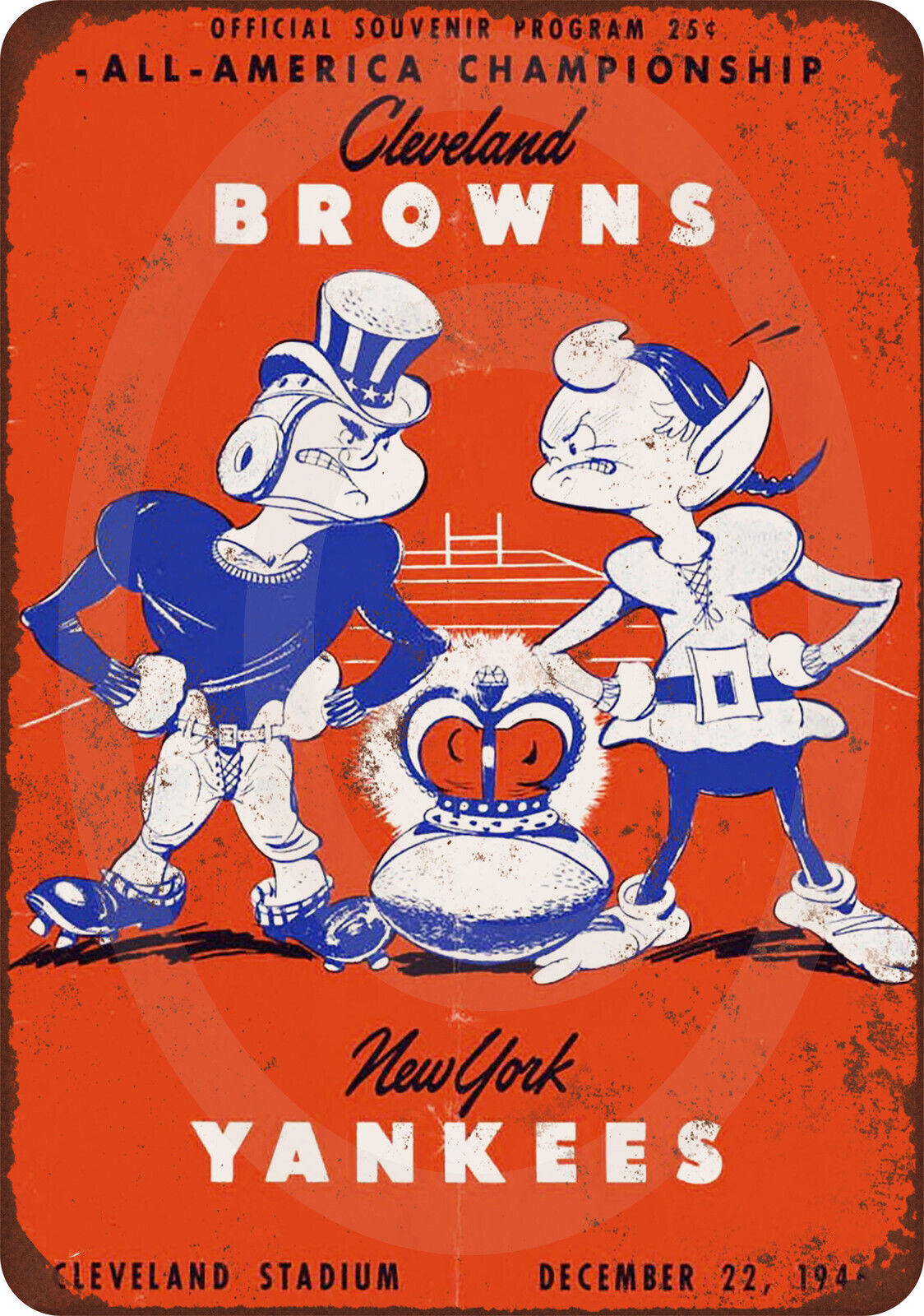 1946 Cleveland Browns VS new york Yankees Reproduction METAL SIGN 8 x 12