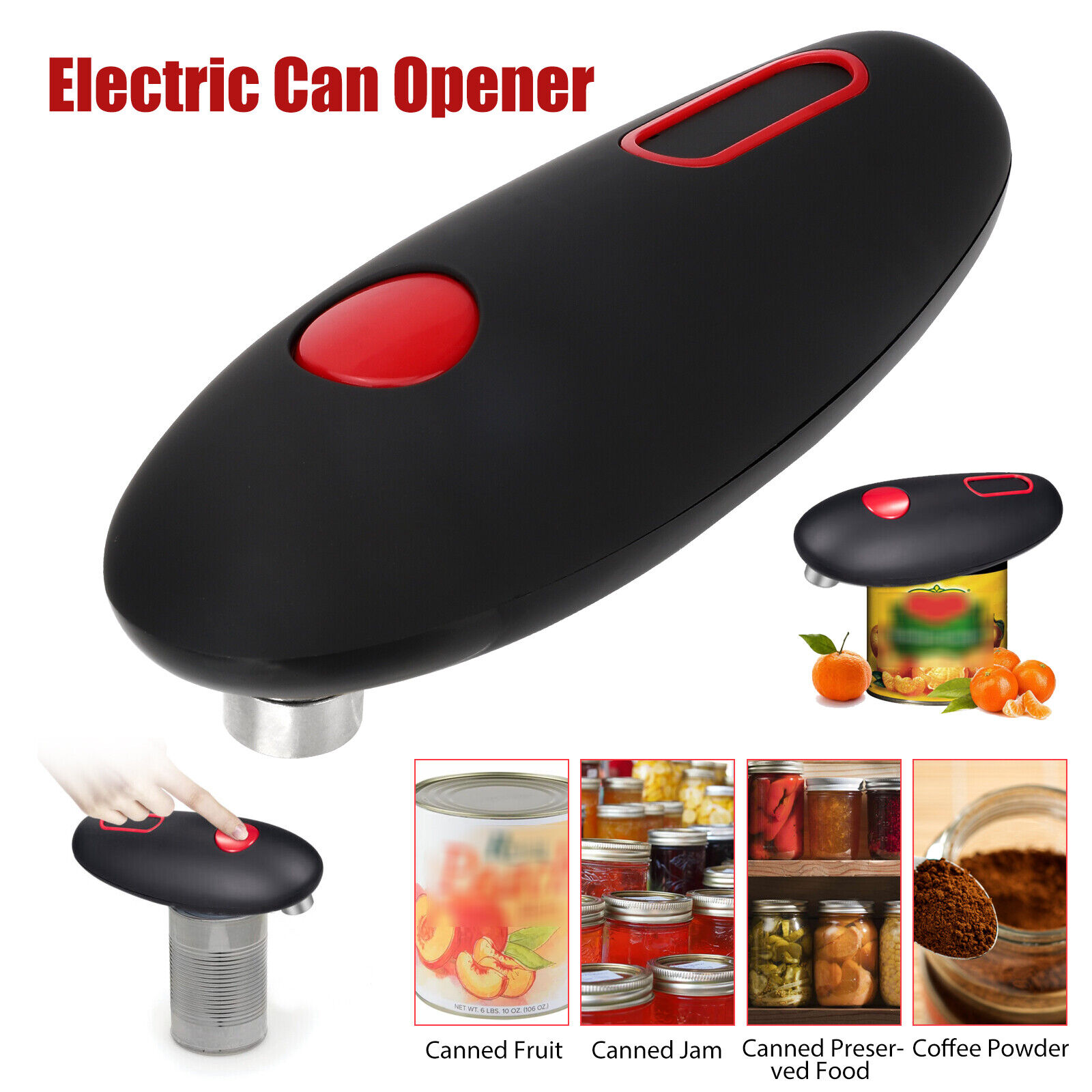 Electric Commercial Can Opener Automatic Smooth Edge Stainless Steel Hands-Free
