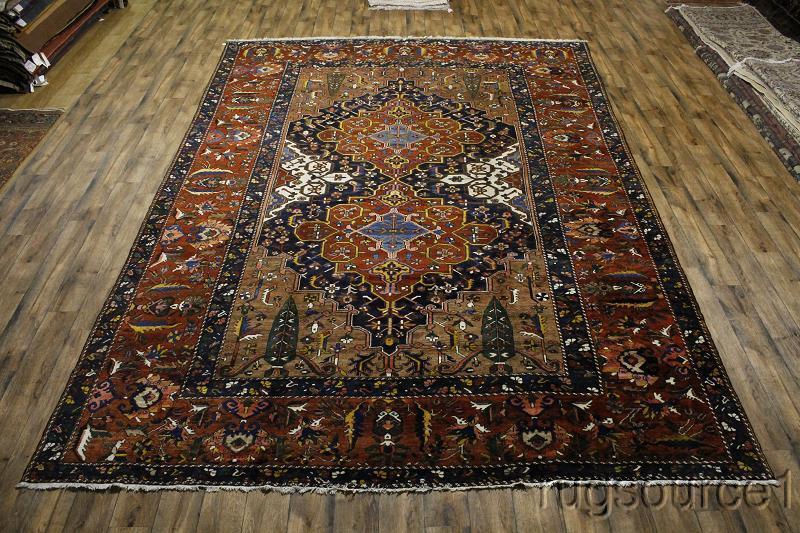 Pre-1900 Vegetable Dye Bakhtiari Palace size Hand-made Antique Rug 12x17
