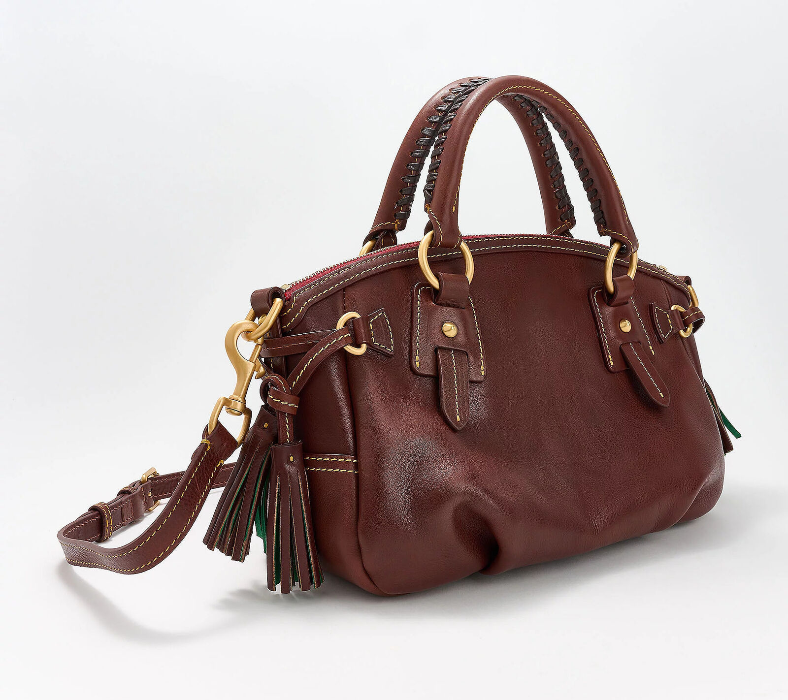 Dooney & Bourke Florentine Leather Medium Mail Satchel Hand Bag Chestnut New