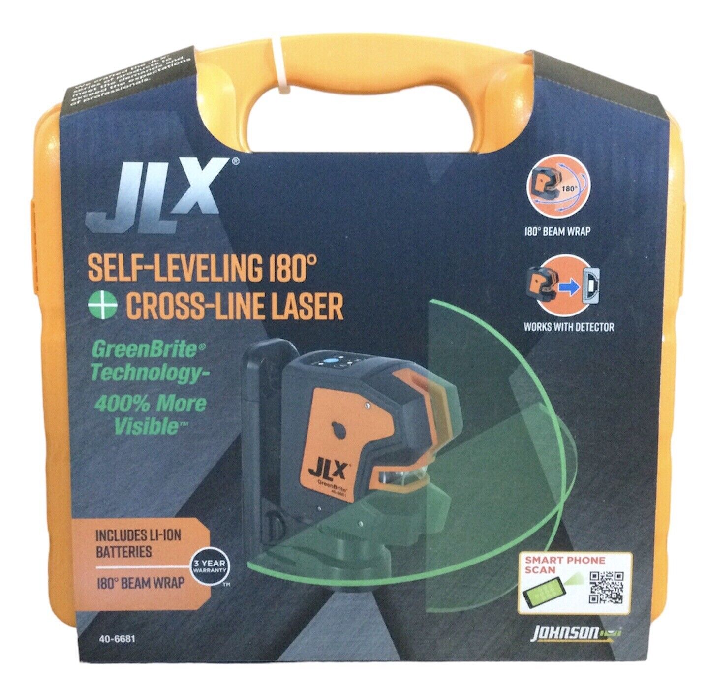 Johnson JLX 40-6681 Self-Leveling 180˚ Cross-Line Laser W/ Li-Ion Batteries(GS)
