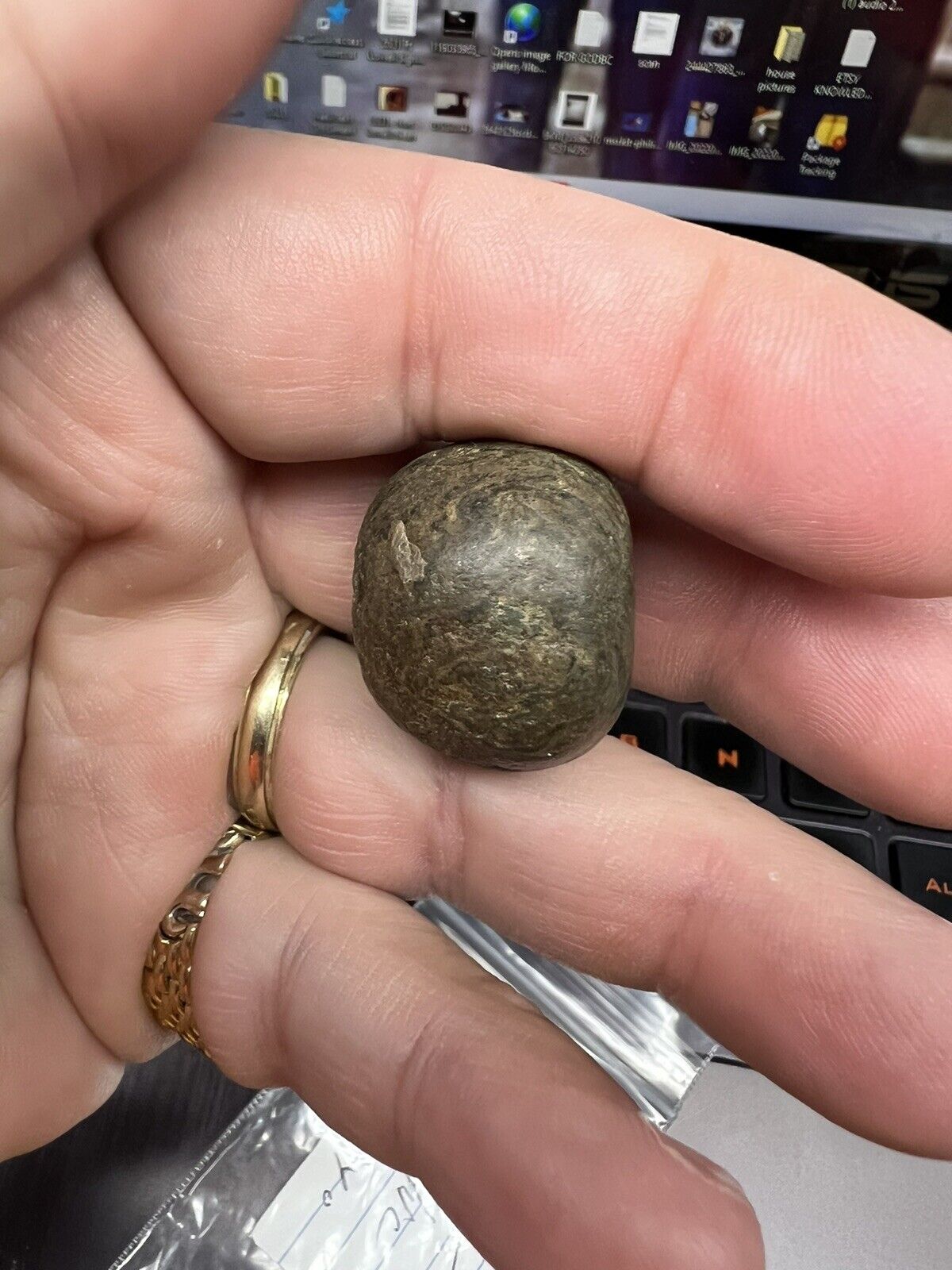 Ancient Pre-Columbian South American Round Jadeite Bead 26.8 X 20.8 Mm