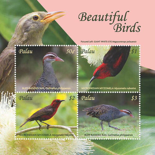 Palau 2018 - Beautiful Birds - Sheet of 4 Stamps - Scott 1405 - MNH