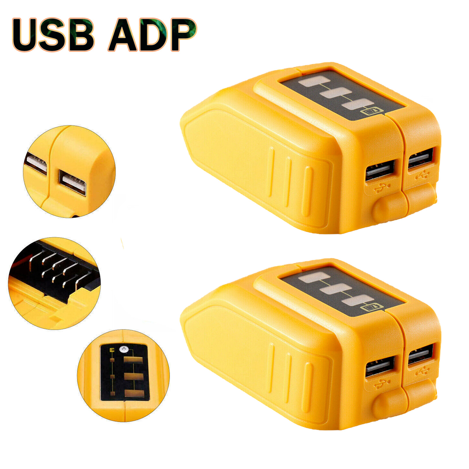 2x For Dewalt DCB090 USB Adapter Power Charger 12V/20V Li-ion Battery Portable