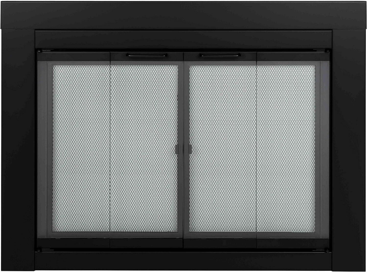Pleasant Hearth Ascot Small Glass Fireplace Doors Black AT-1000