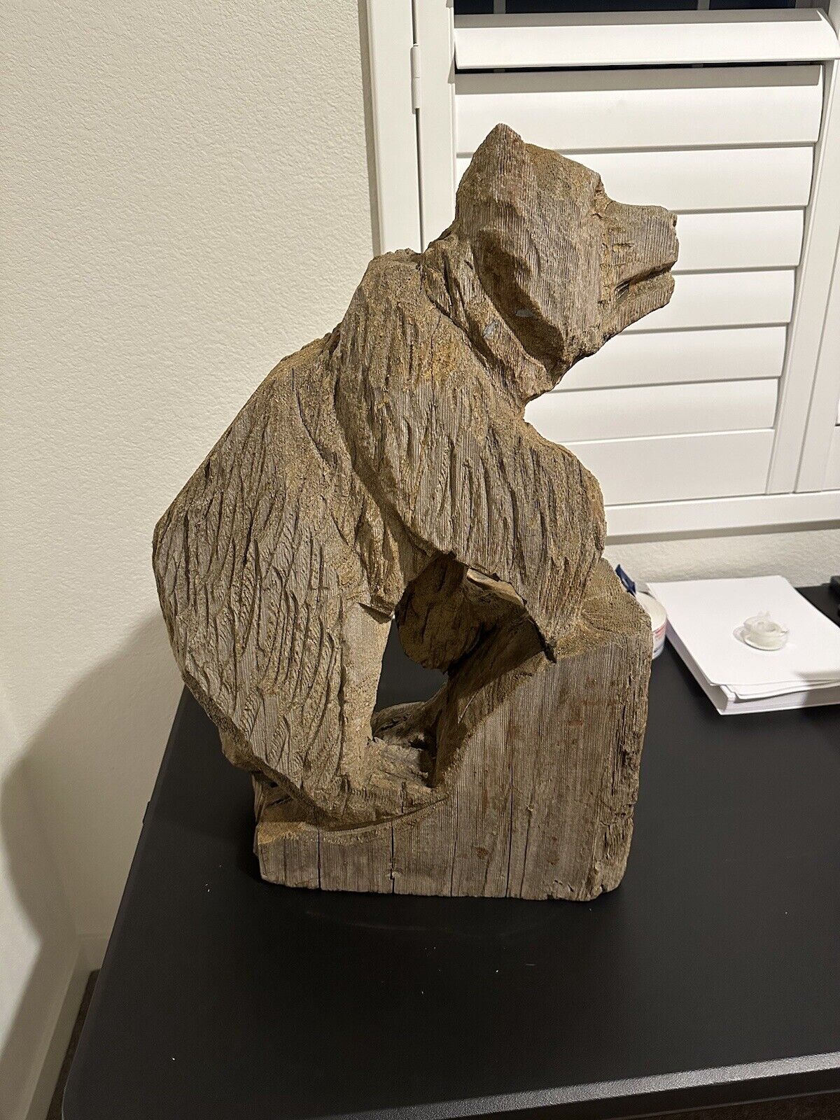 Lake Tahoe Bear. Hand Carved. Weighs 20 Pounds Still Has Dried Up Sap On It.