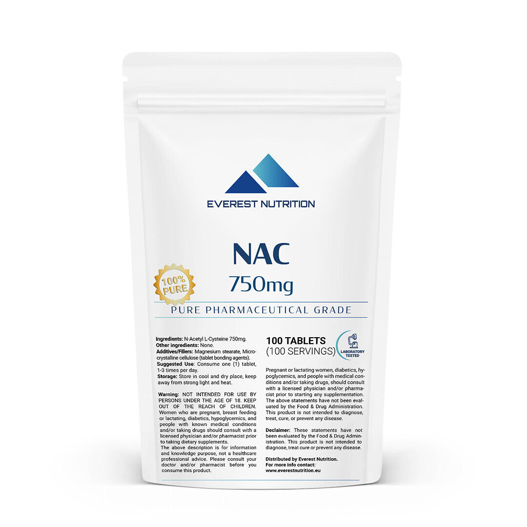 N-ACETYL L-CYSTEINE 750mg TABLETS EASY DIGESTIBLE NON GMO GLUTEN FREE 
