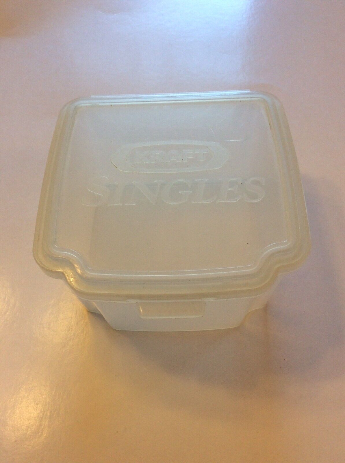Vintage Kraft Singles Clear Plastic Cheese Container Keeper Hinged With Lid - B5