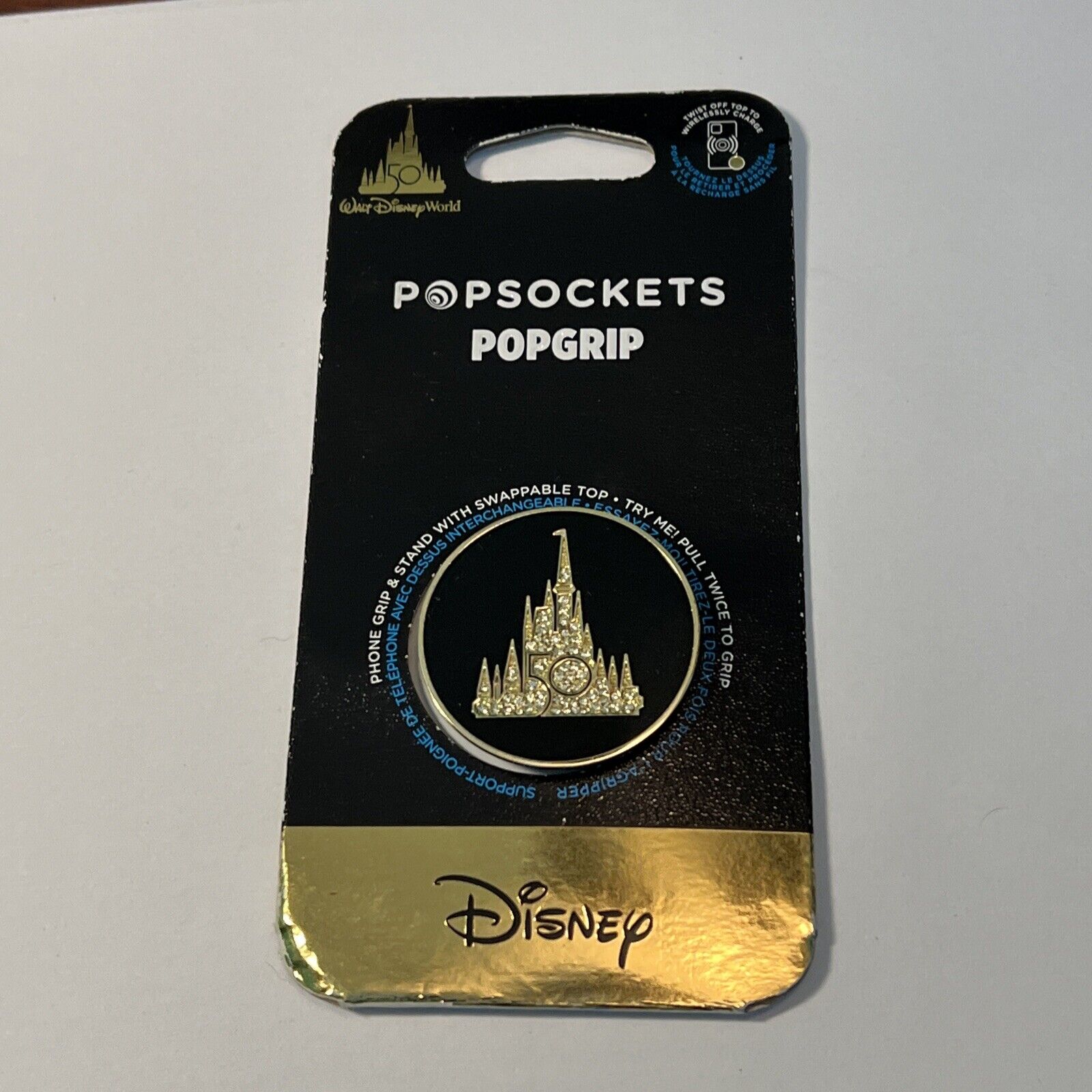 Disney 50th Anniversary Phone Pop socket Grip Stand Cinderella’s Castle Diamonds