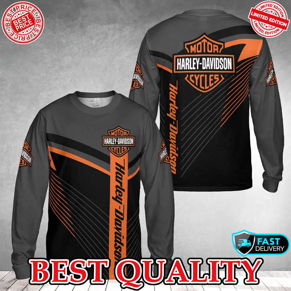 Personalized Harley-Davidson Black Grey Long-Sleeve Limited Edition 3D S-5XL