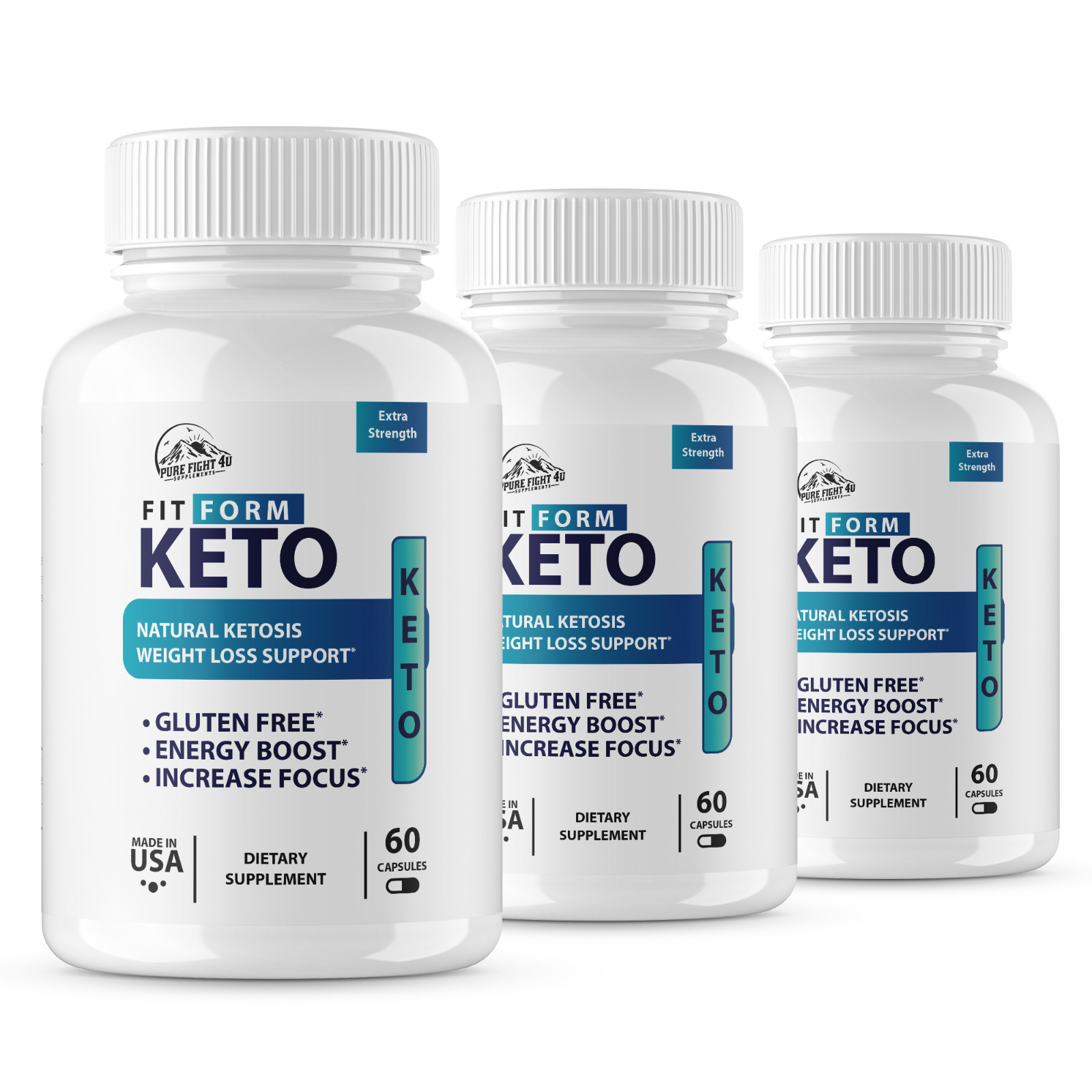 Fit Form Keto Weight Loss Support 3 Bottles 180 Capsules