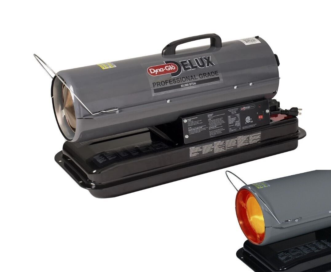 Portable Kerosene Forced Air Heater Indoor Outdoor Use 50000 BTU Safety Sensor
