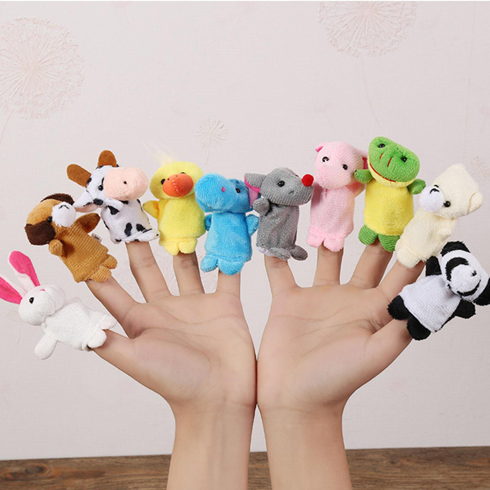 10pcs Finger Puppets Set Plush Animal Finger Puppets Hand Toy for Story Telling