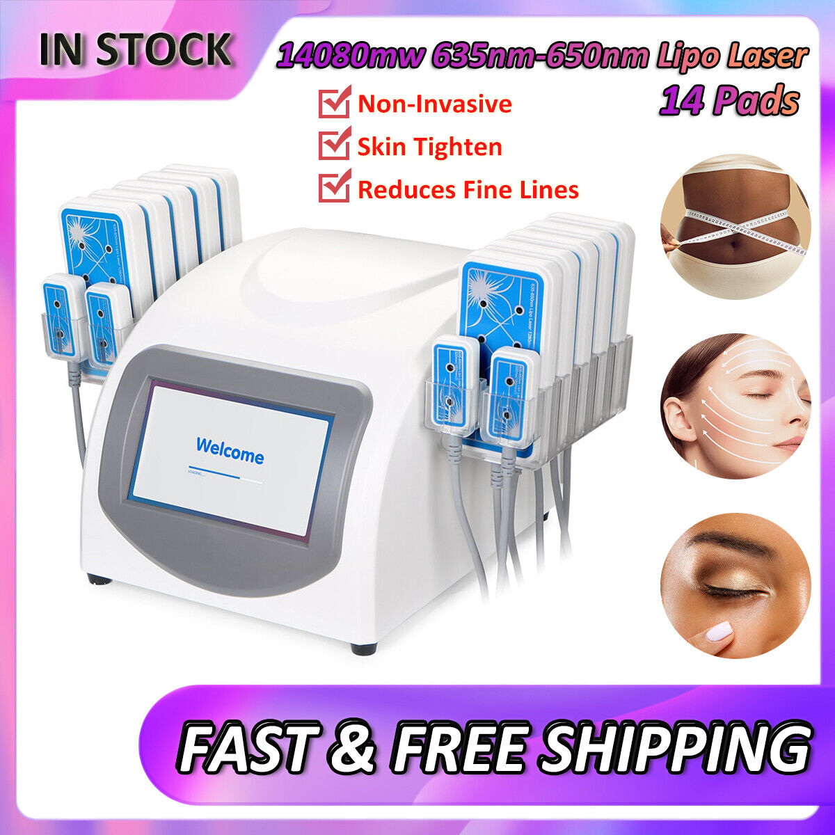 Dual Wavelength 635nm 650nm Led Laser Beauty Machine Full Body Massager 160mw