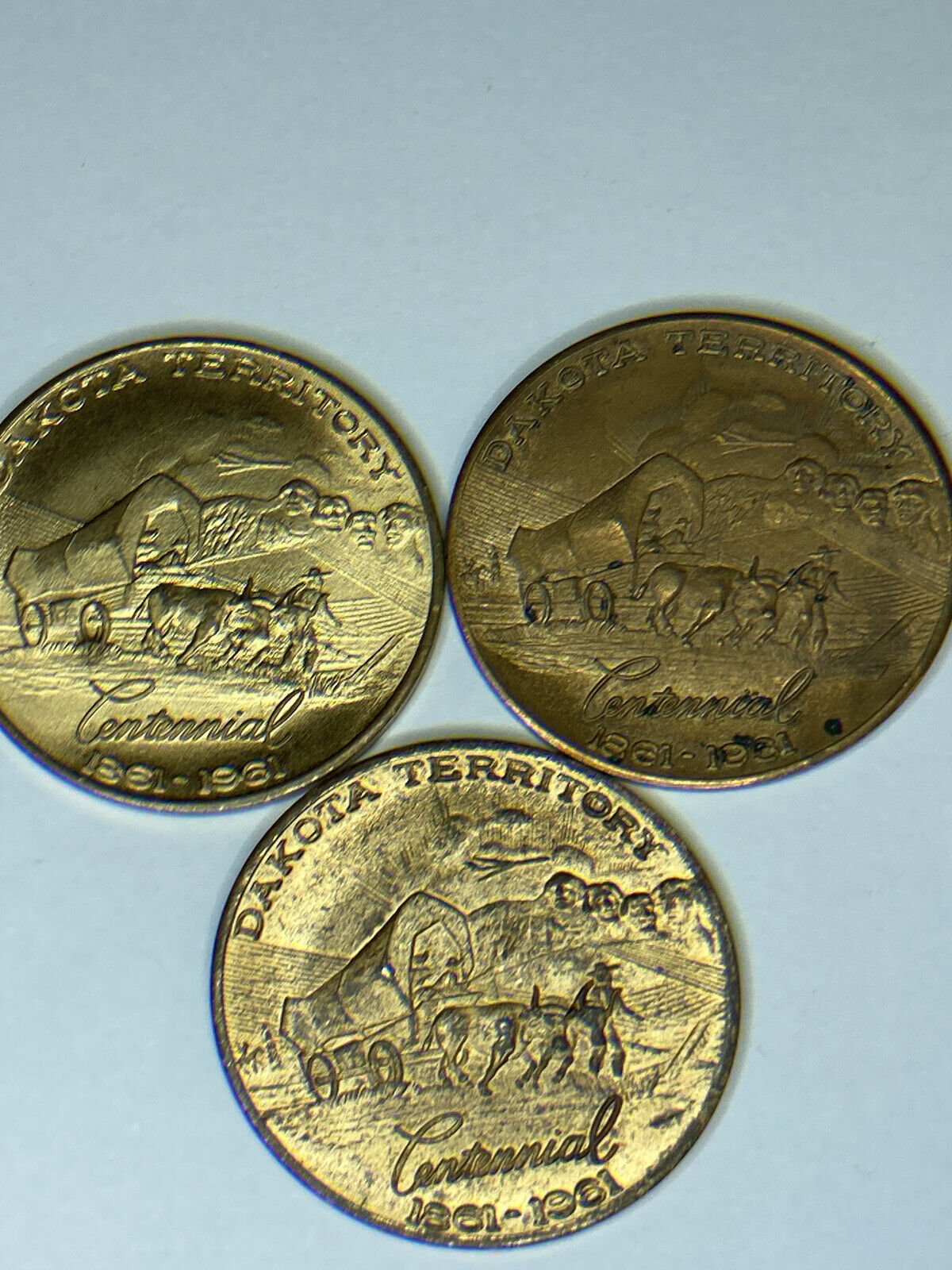 3 Vintage 1961 Dakota Territory Centennial 50 Cent Trade Tokens  SEPTEMBER SALE