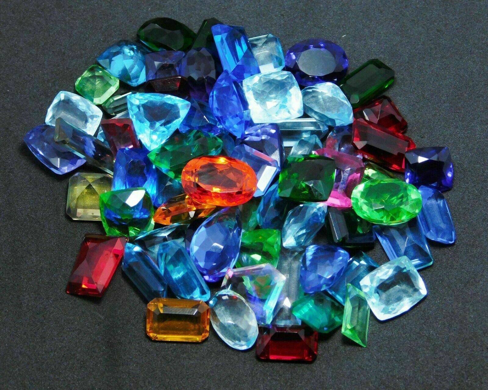 100 Cts Multi Color Mix Size /Cut Facet Topaz, Lab Created, Loose Gemstone Lot