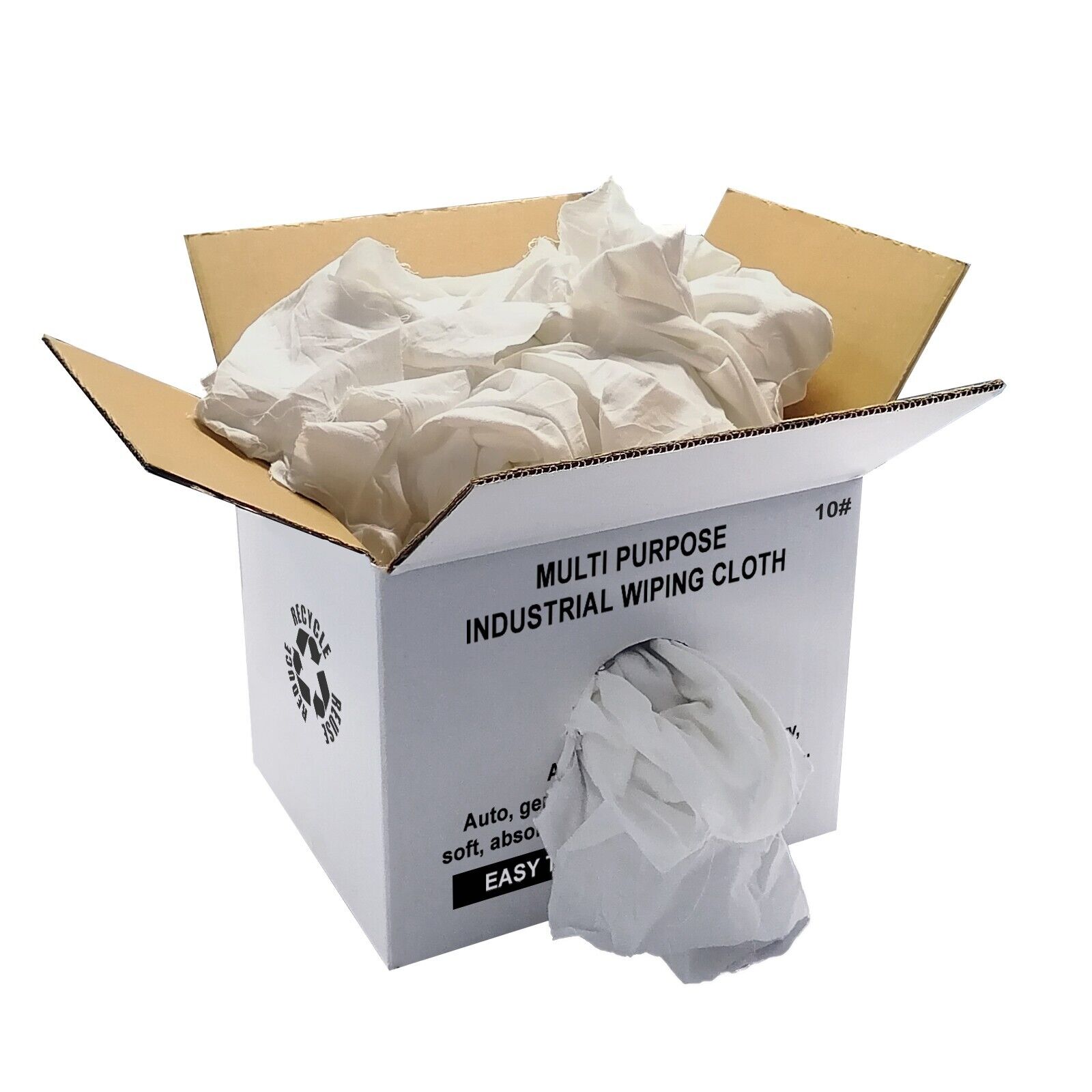 White Recycled Sheeting Rags Wiping Rags - 10 lbs. Box - Multi Purpose Cleaning