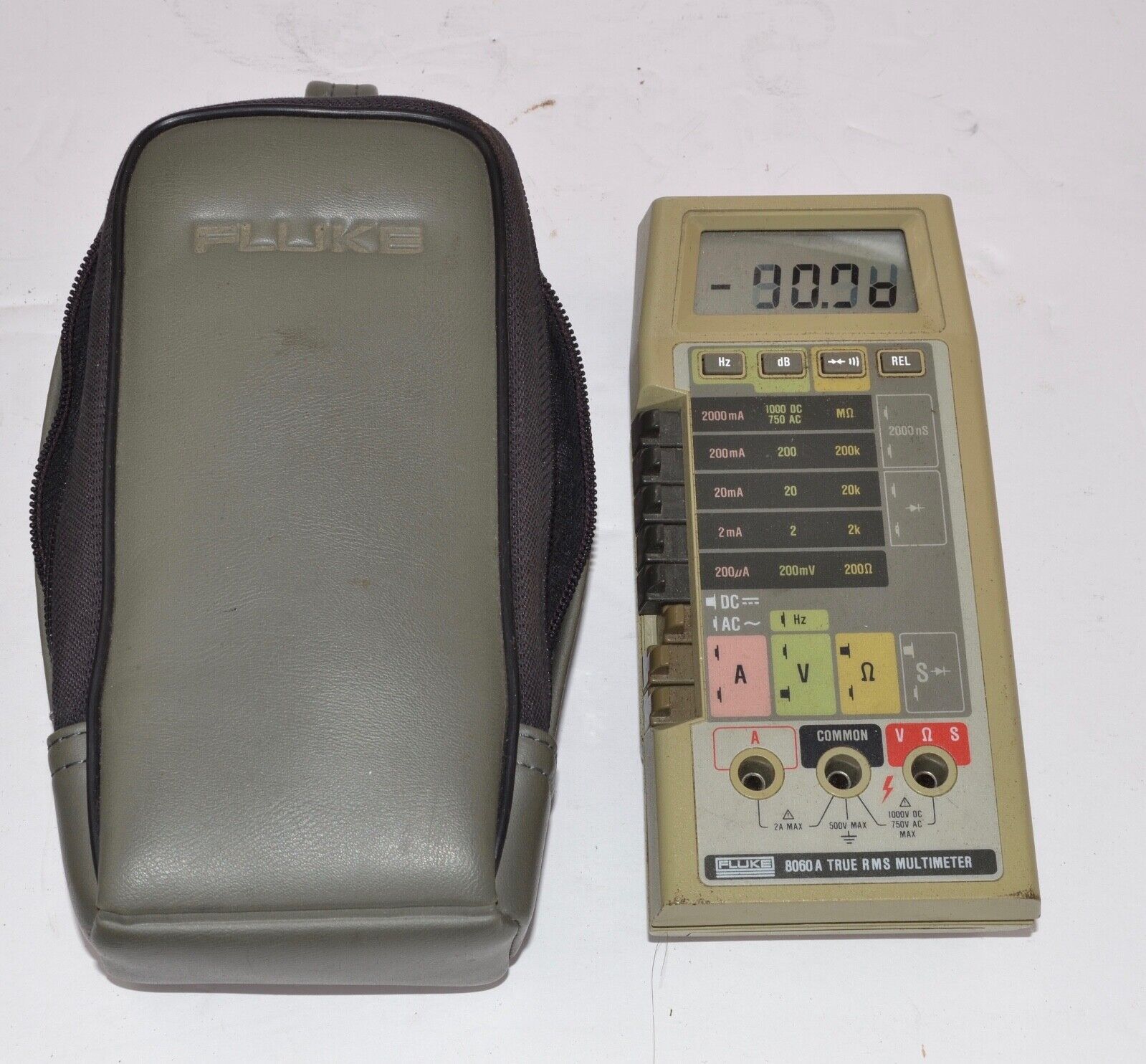 Vintage Fluke 8060A Multimeter No Leads Powers On with Issues