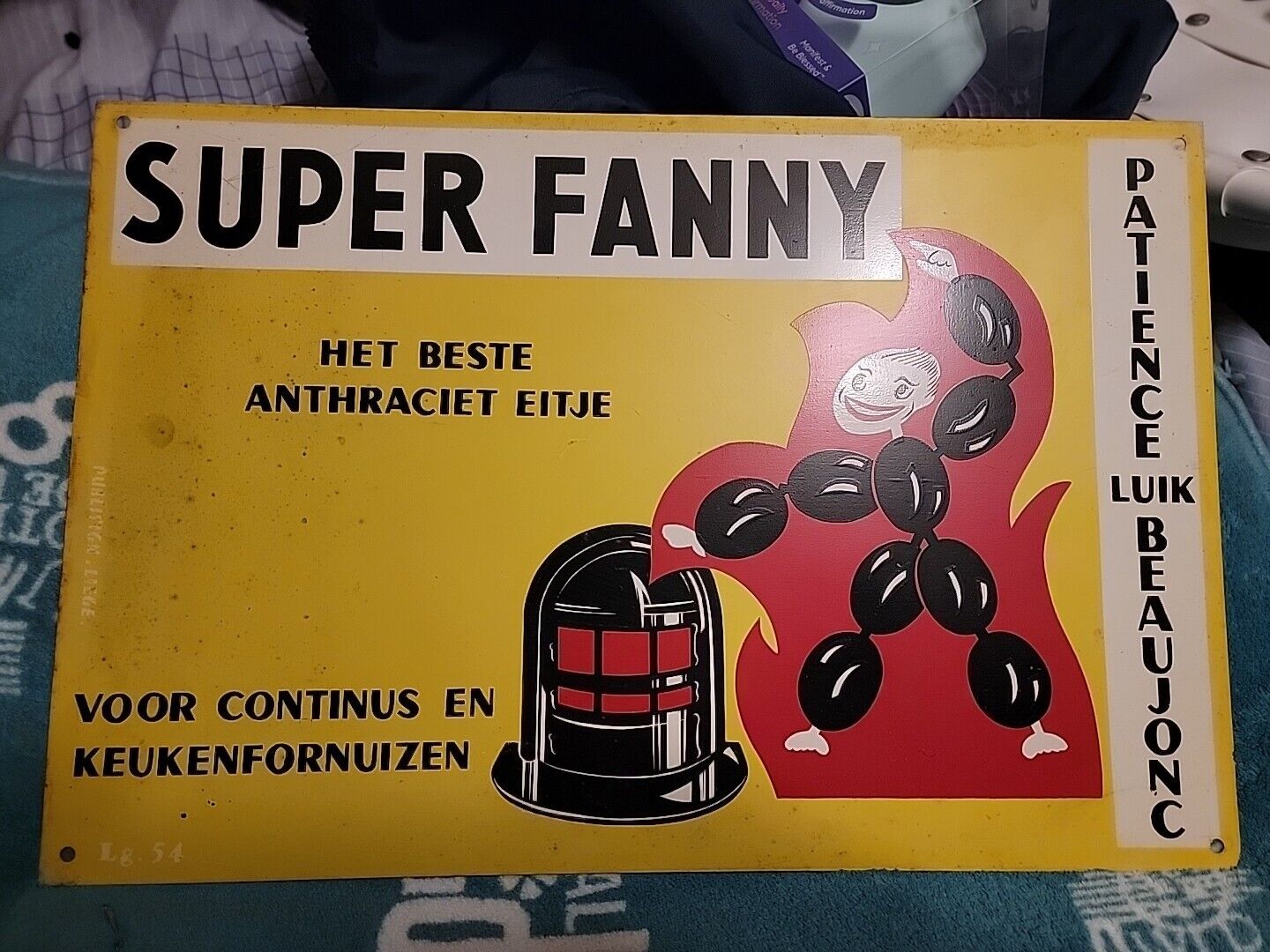 SUPER FANNY Old Anthracite Coal Advertising Sign Gas Oil Heating Fuel Stove Ad