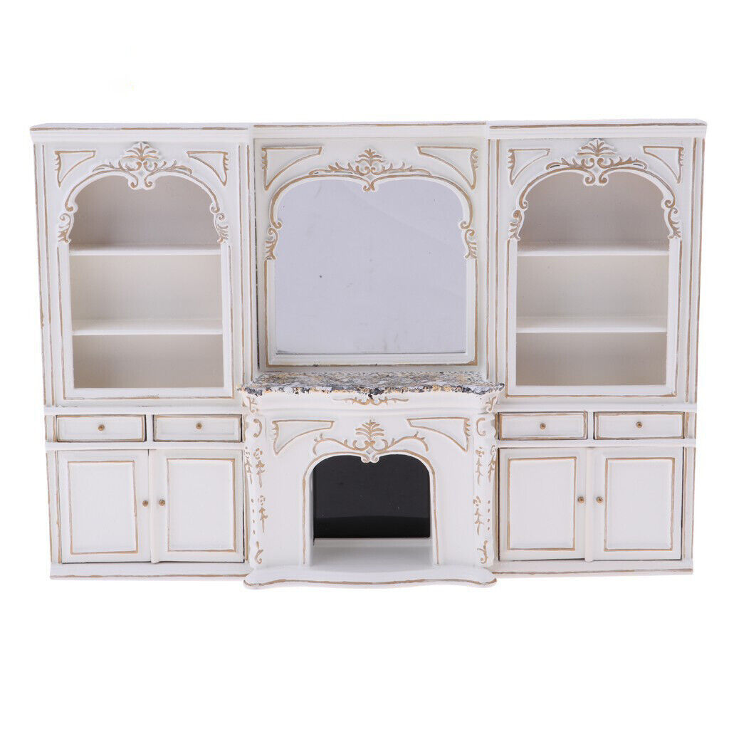 1:12 dollhouse miniatures Boutique European fireplace cabinet display cabinet