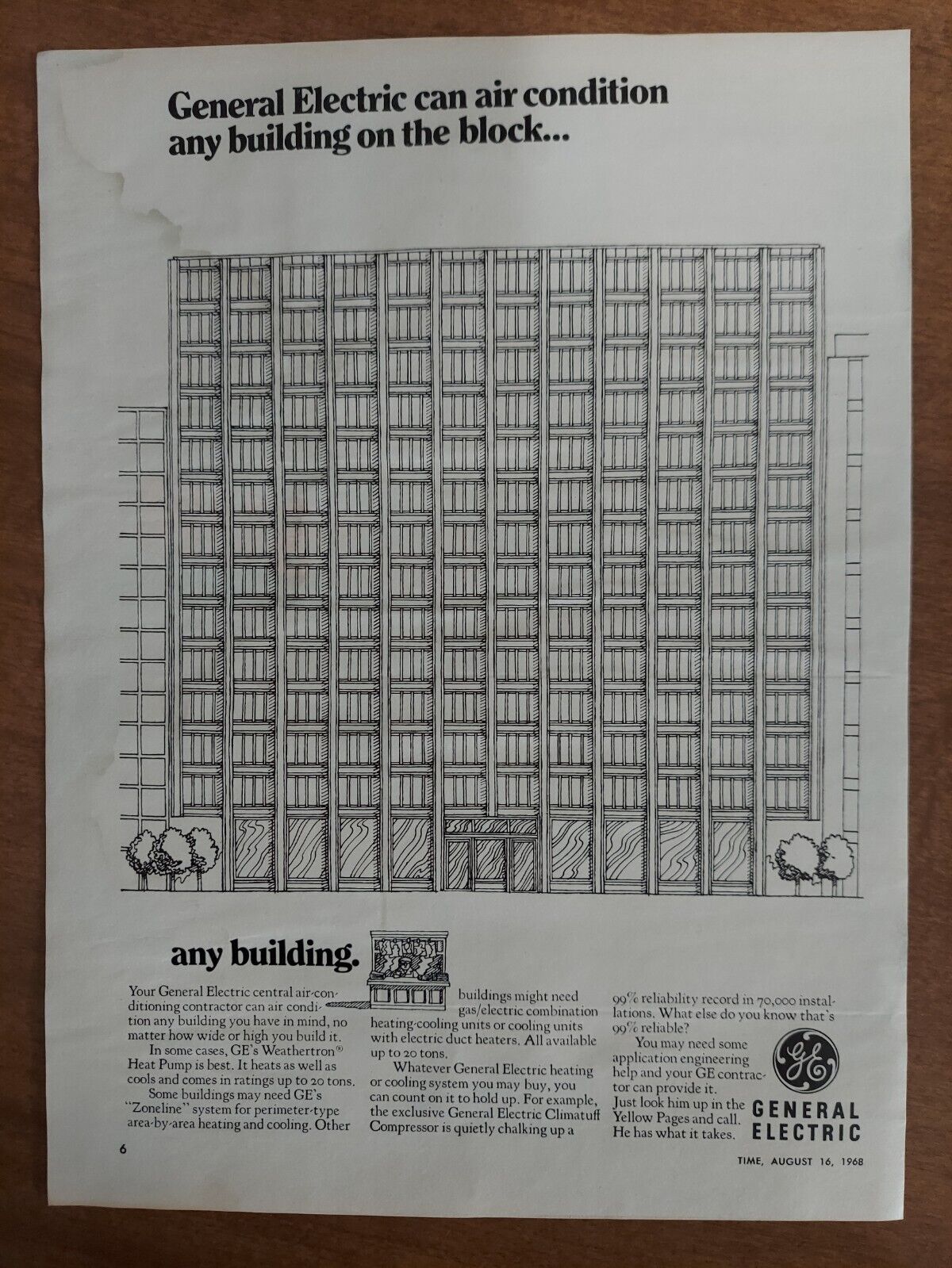 General Electric Weathertron Heat Pumps Climatuff  1968 Vintage Print Ad