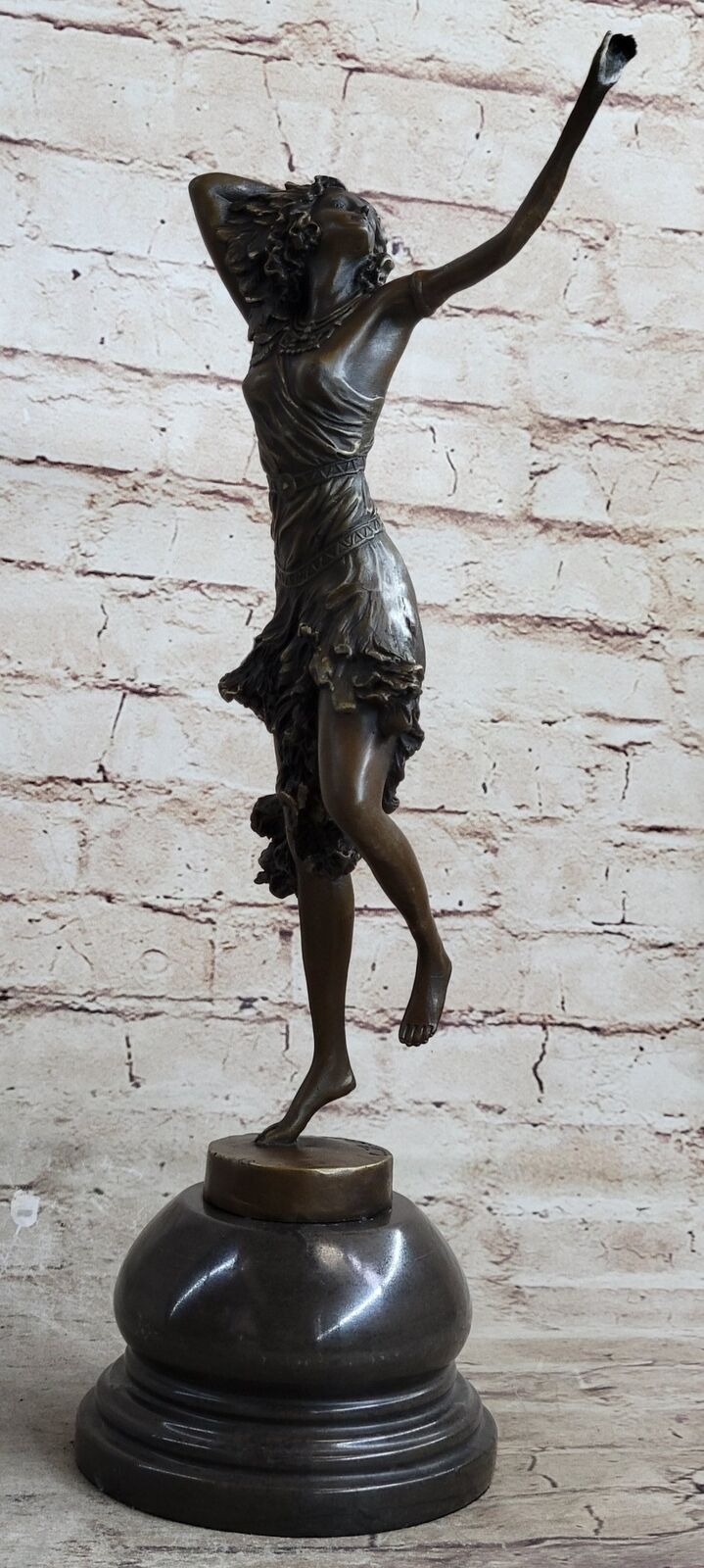 Stunning Art Deco Solid Bronze Dancer after Colinet Sculpture Marble Figurine NR