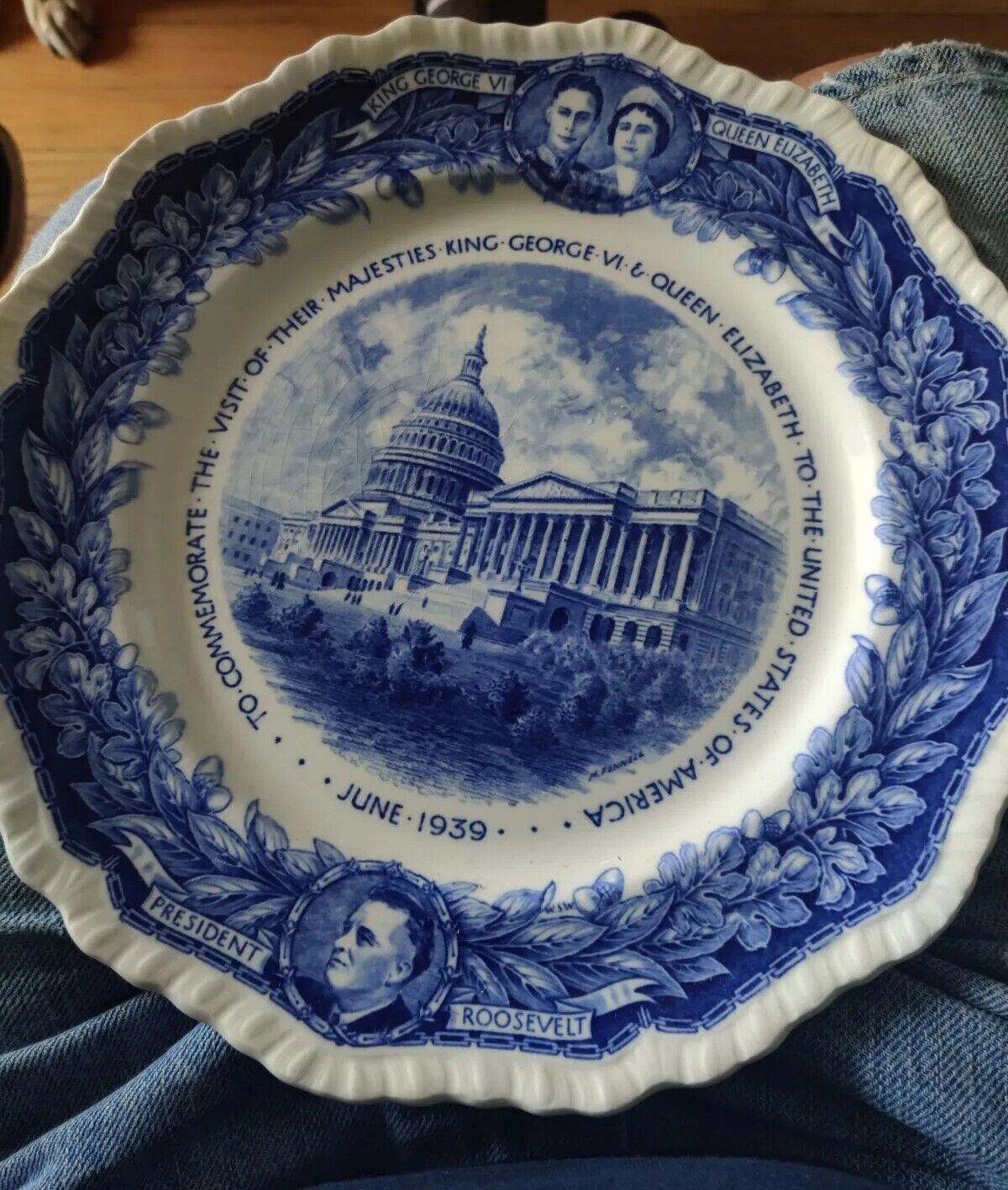  1939 Royal Visit to the United States of America plate Roosevelt 