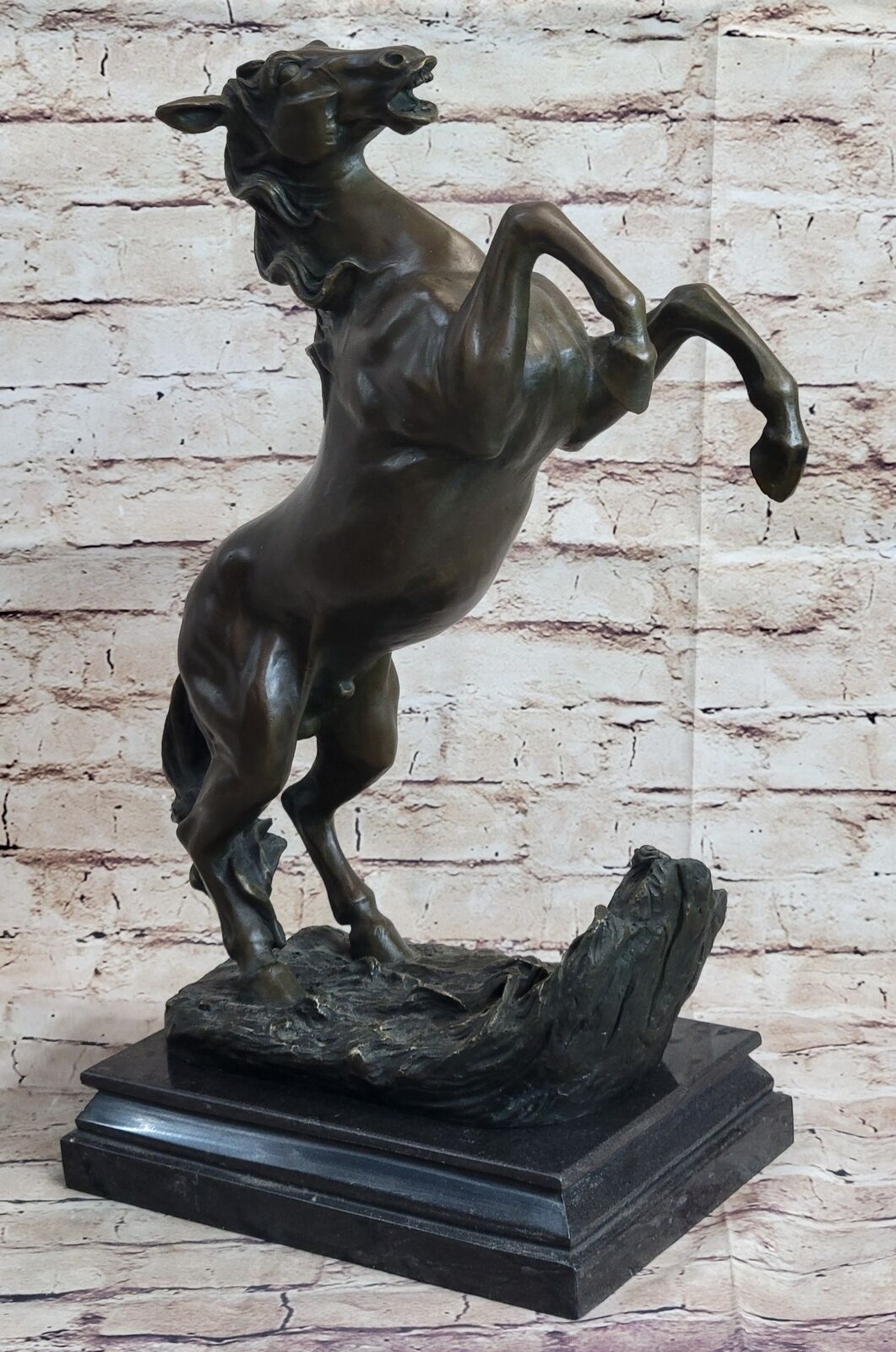 Timeless Beauty: Handmade Bronze Rearing Horse Stallion Trophy Sculpture Artwork