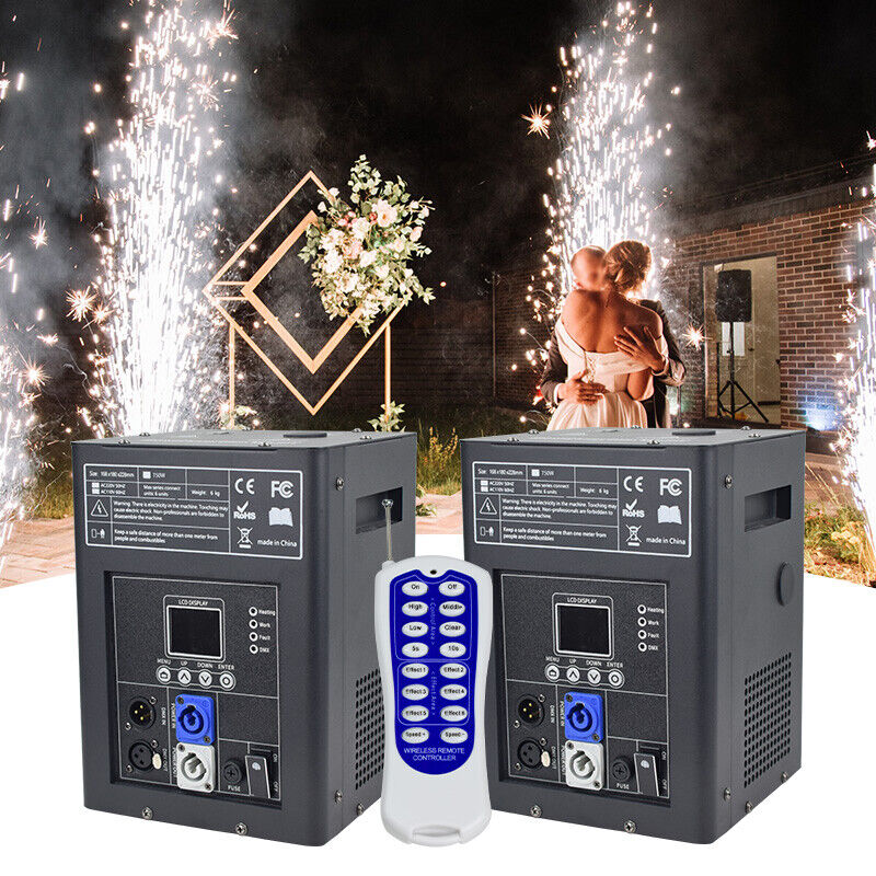 2Pcs 750W Cold Spark Machine DMX Stage Effect LCD Screen DJ Event Party