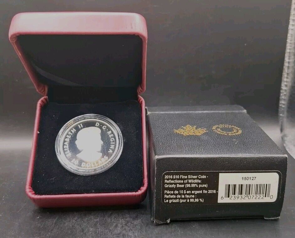 2016 CANADA PROOF SILVER 10$ REFLECTIONS OF WILDLIFE GRIZZLY  BEAR 99.99% SILVER