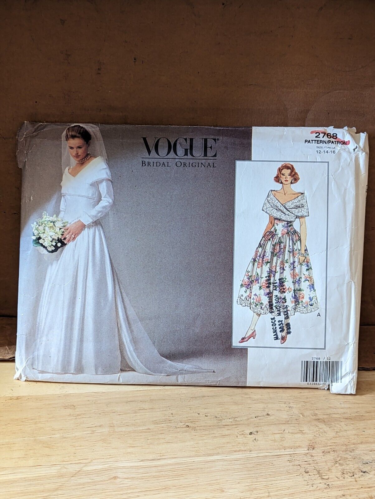 Vogue bridal pattern 2768 size 12,14,16 vintage Advanced Wedding Dress  Uncut