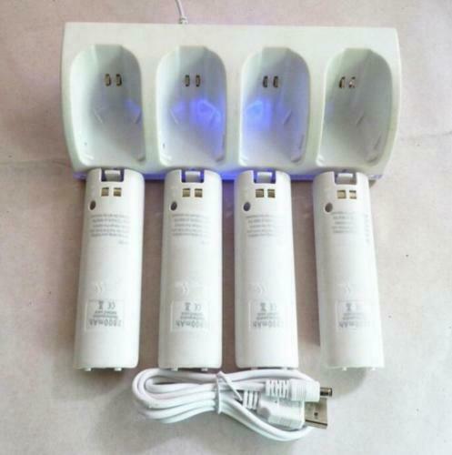 4X Rechargeable Battery Pack For Nintendo Wii Controller + Charger Dock Station