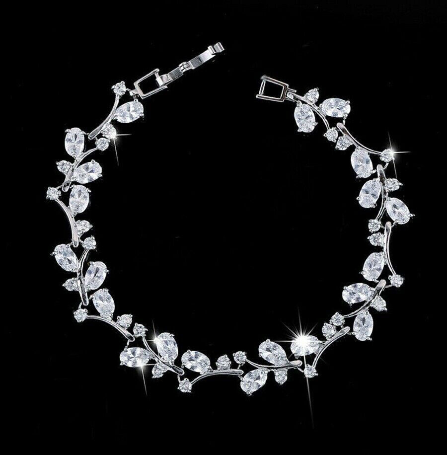 Stunning Bracelet Anniversary Gift For Wife 925 Silver 11.76CT Oval Cut CZ Stone