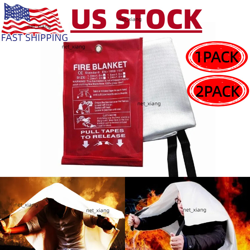 Large Fire Blanket Fireproof For Home Kitchen Office Caravan Emergency Safety US