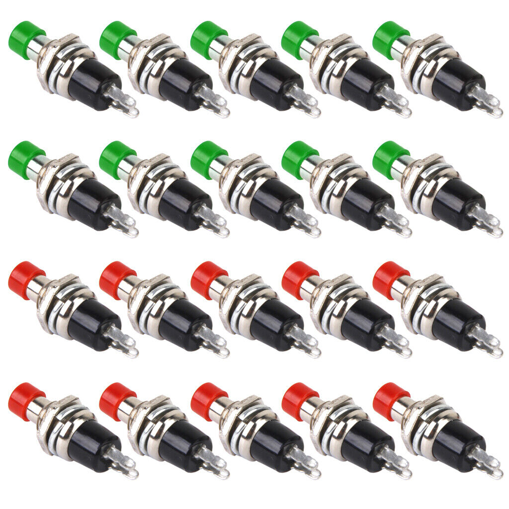 Set of 20, Micro Mini Small Momentary Lockless Push Button Switch Green Red