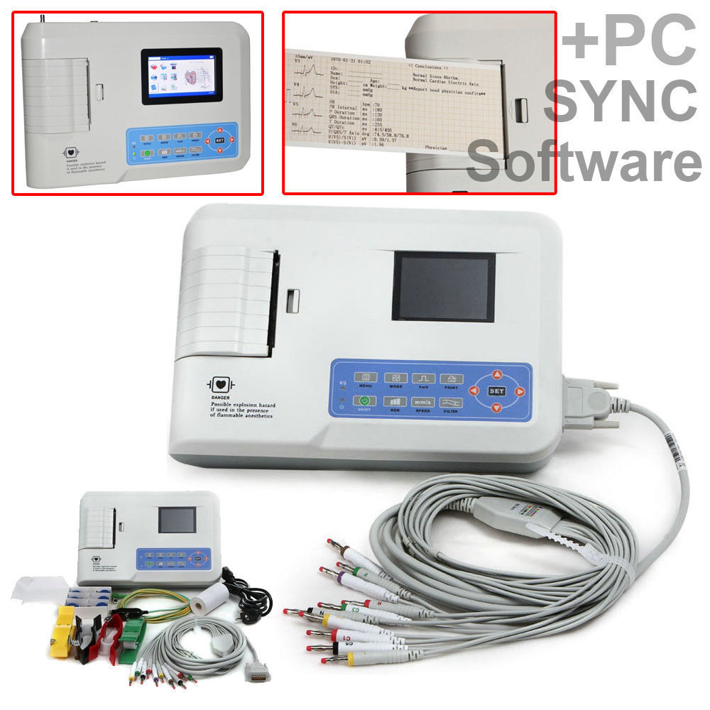 USA portable 3 Channel ECG/ EKG machine Electrocardiograph printer+software hot