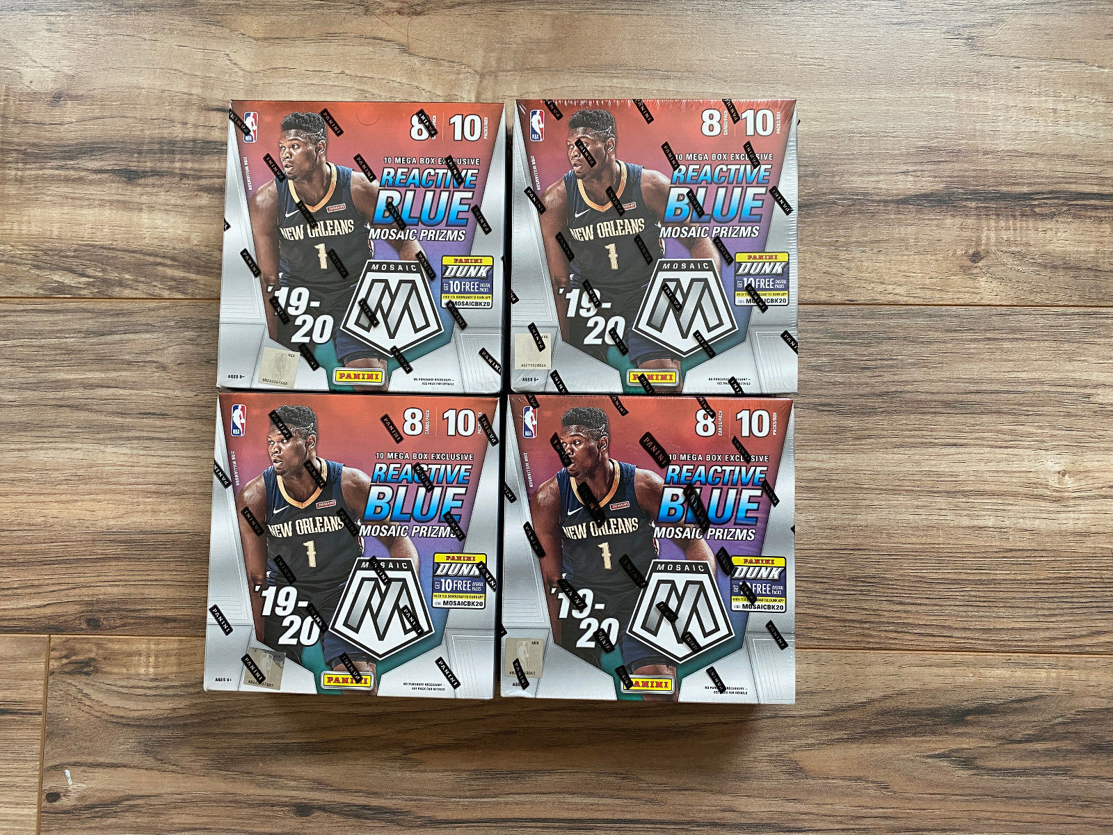 x4 Factory Sealed 2019-20 Panini NBA Mosaic Mega Box Basketball Bulk Lot