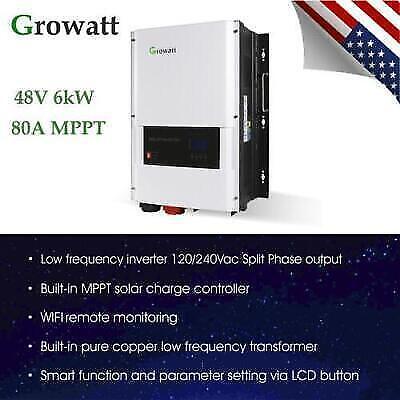 High-efficiency 6kW Solar Inverter with 80A MPPT Charge for 120/240V Split