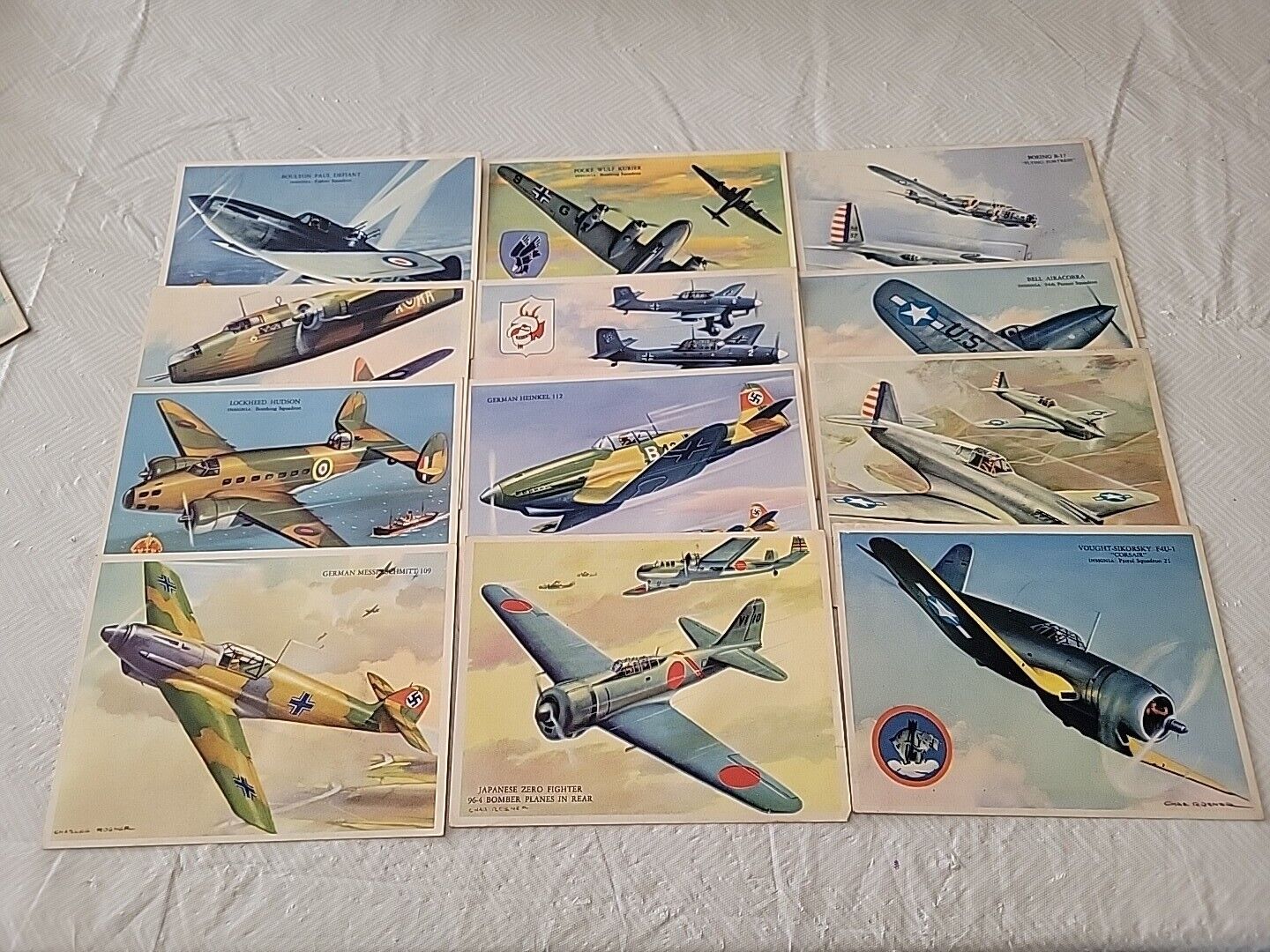 Lot of 21 Vintage 1940s WWII USA Foreign War Planes Color Prints Charles Rosner