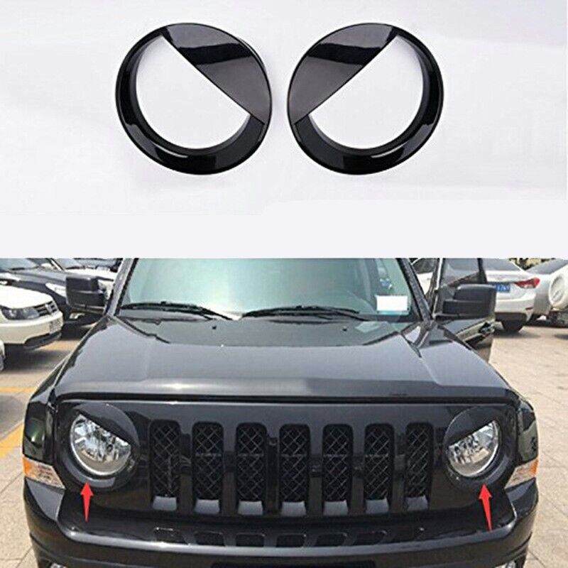 2X Front Angry Eyes Style Light Headlight Trim Cover For Jeep Patriot 2011-2017