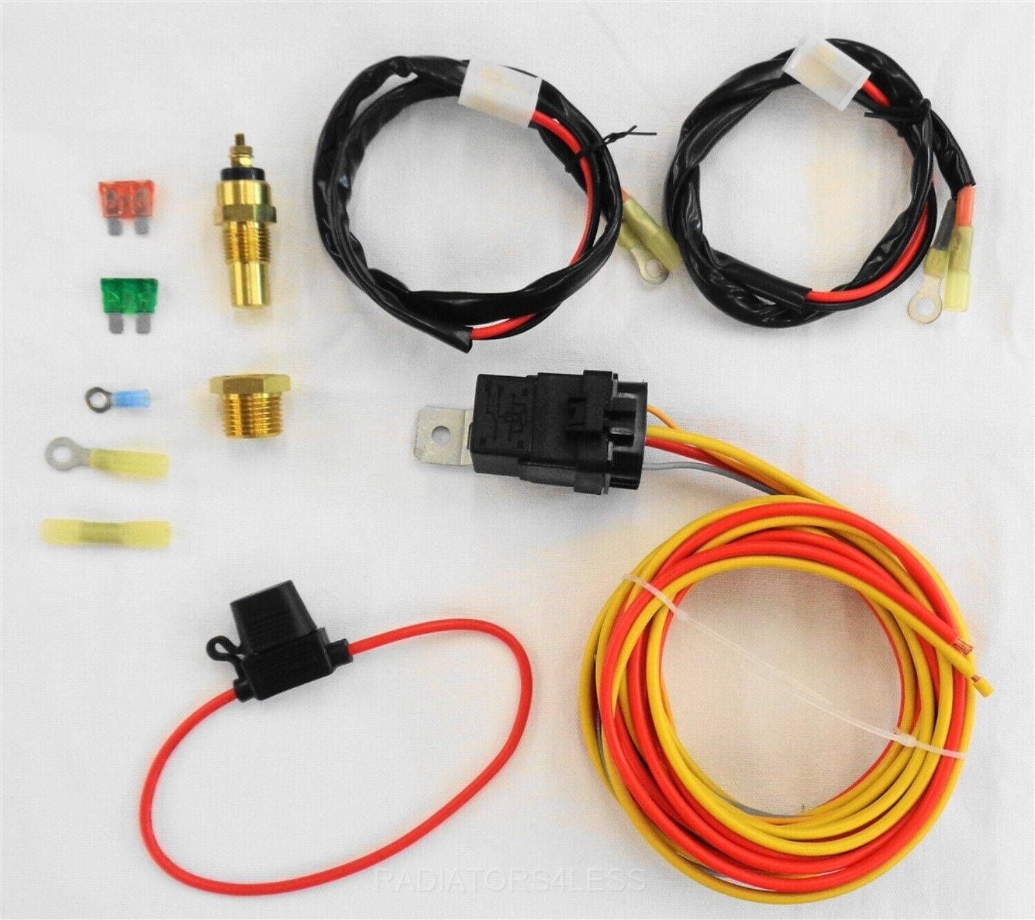 NEW DUAL ELECTRIC COOLING FAN WIRING INSTALL KIT 185/165 THERMOSTAT 50 AMP RELAY