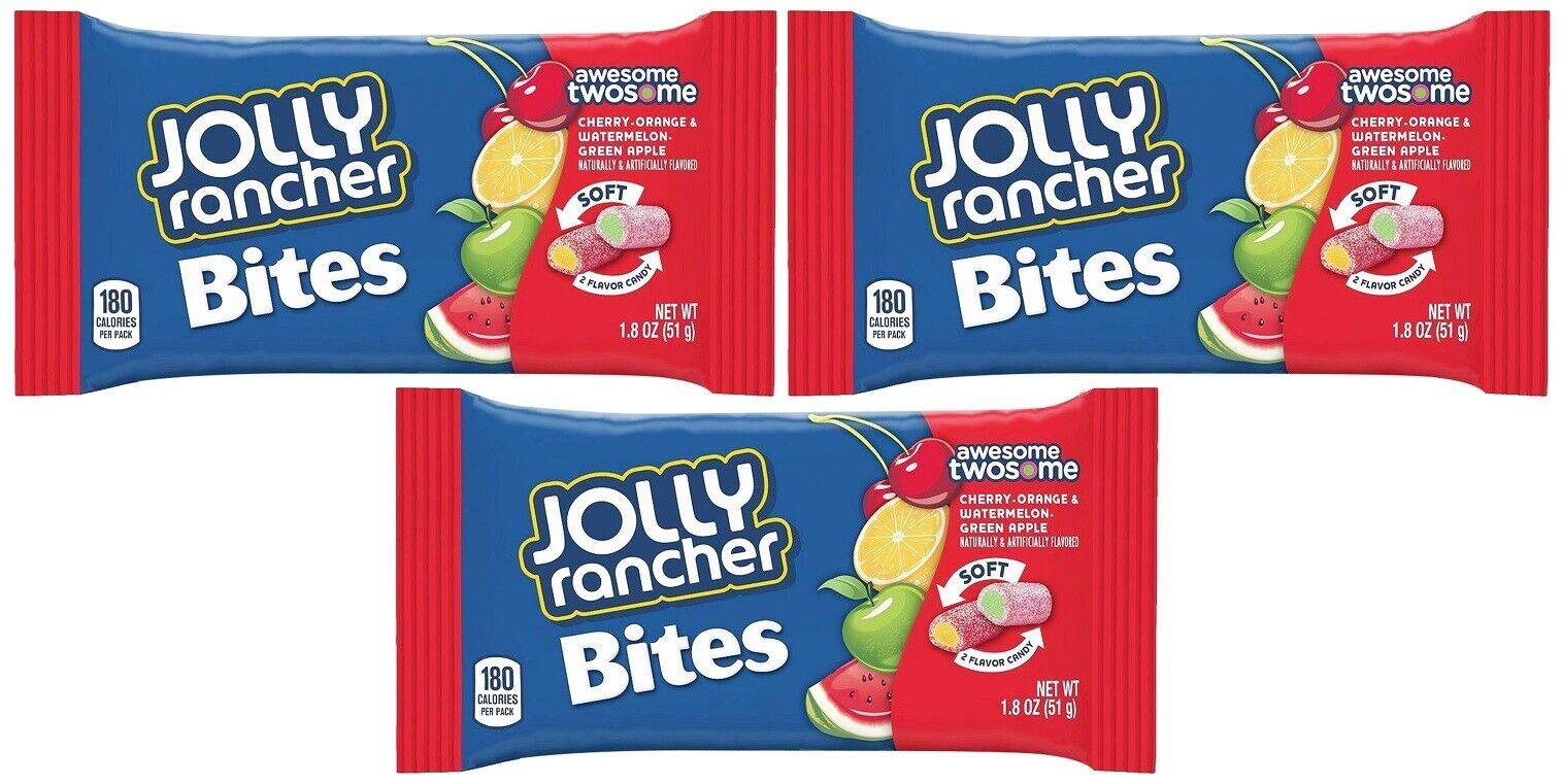 3x Jolly Rancher Bites Awesome Twosome Soft Candy 51g American Sweet