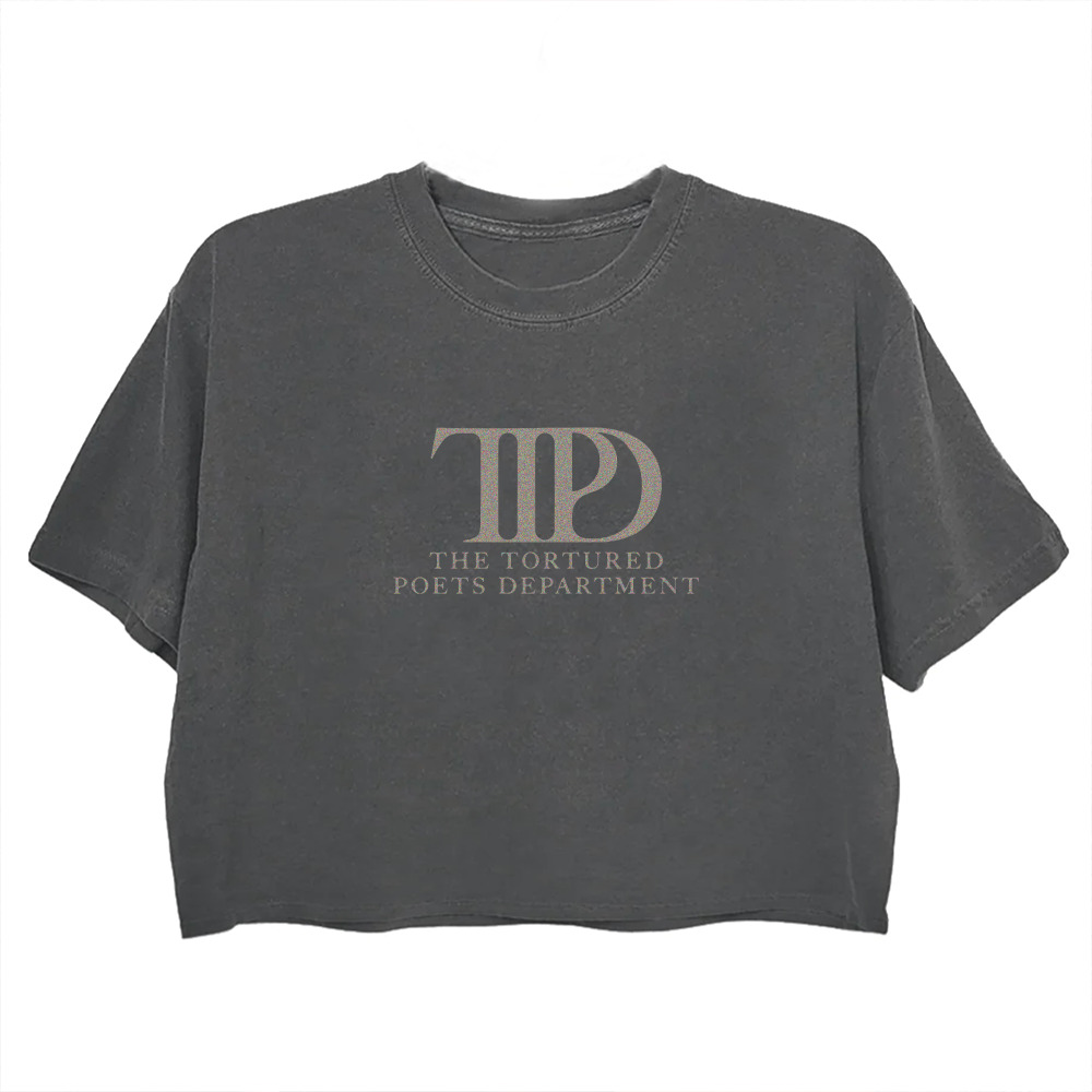 Tortured Poets TTPD Merch Crop Top Swiftie Taylor Shirt Grey