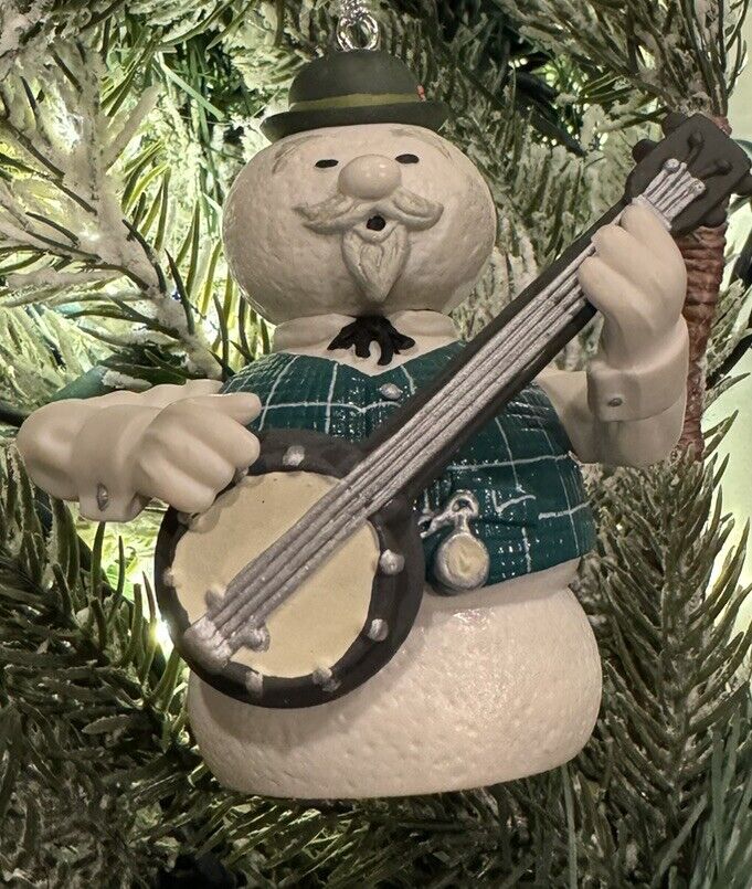 Vintage Sam The Snowman w Banjo Rudolph Red Nosed Reindeer Christmas Ornament