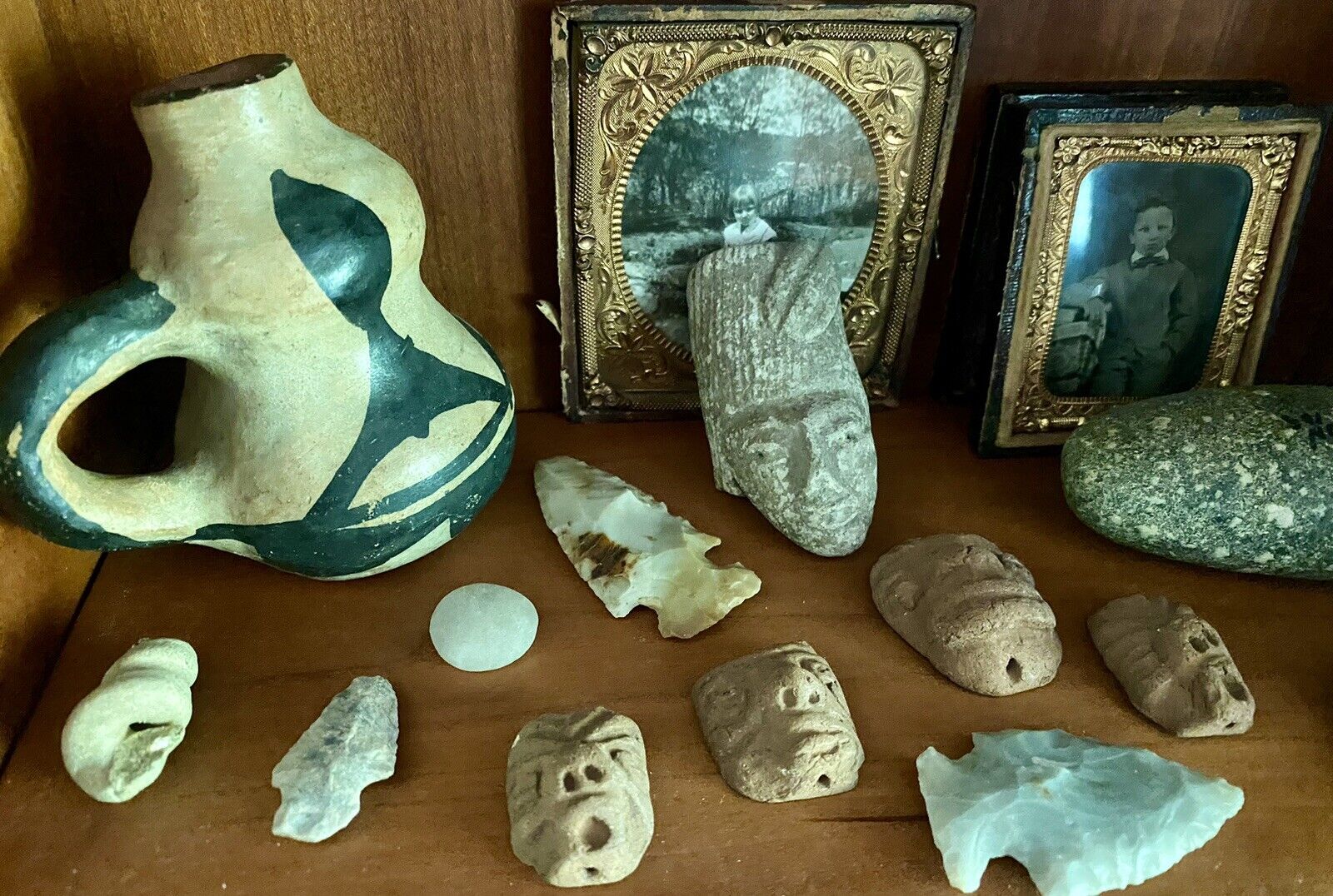 Pre-Columbian Pottery Heads Tula Mitla Aztec Mayan  Artifact Antiquity