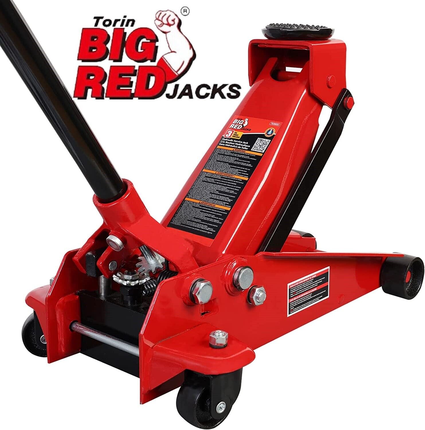 BIG RED Hydraulic Floor Jack with Single Quick Lift Piston Pump, 3 Ton, Red
