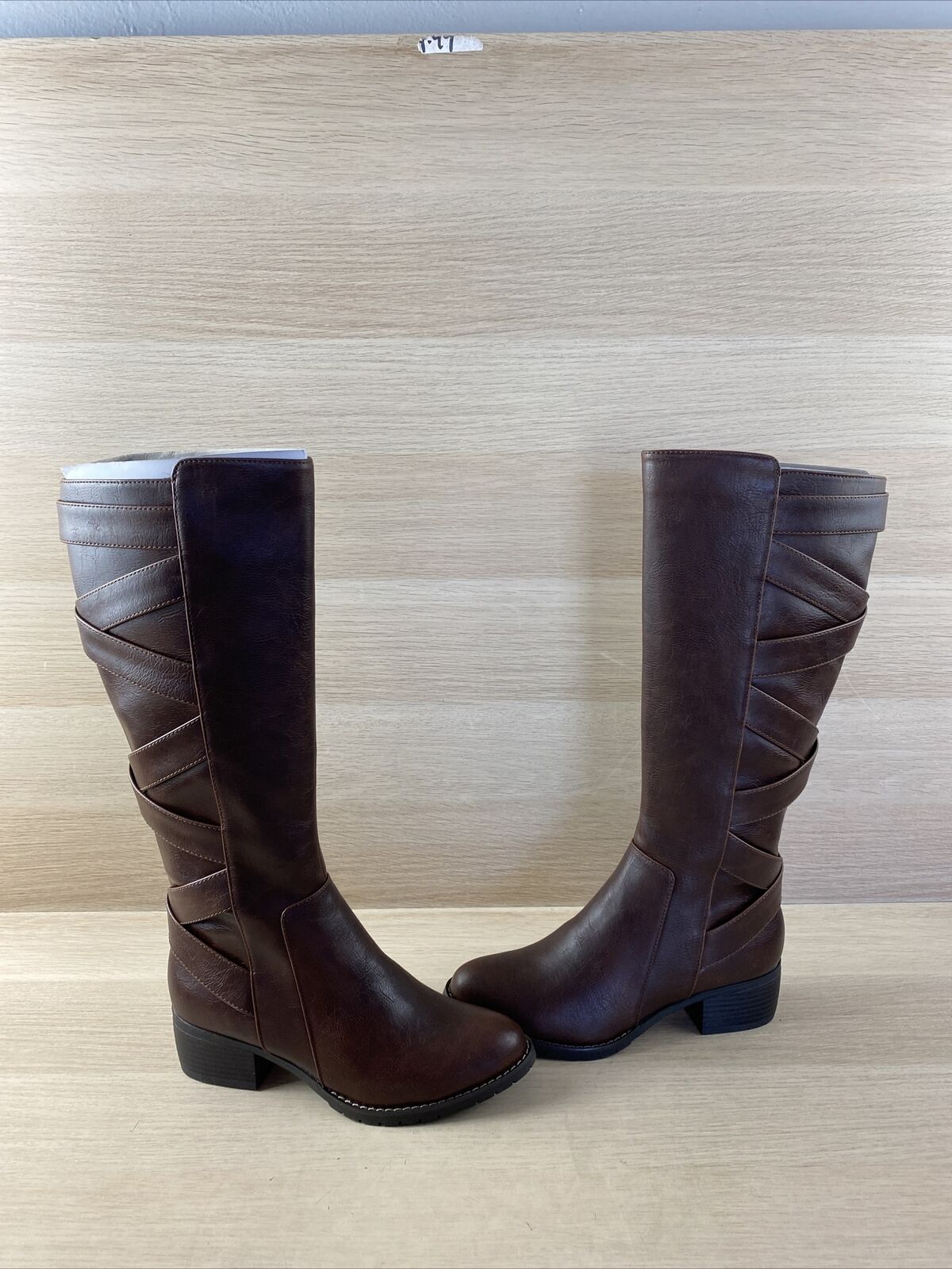 NWB EuroSoft MAYNARD Brown Leather Side Zip Block Heel Knee High Boots Women 7 M