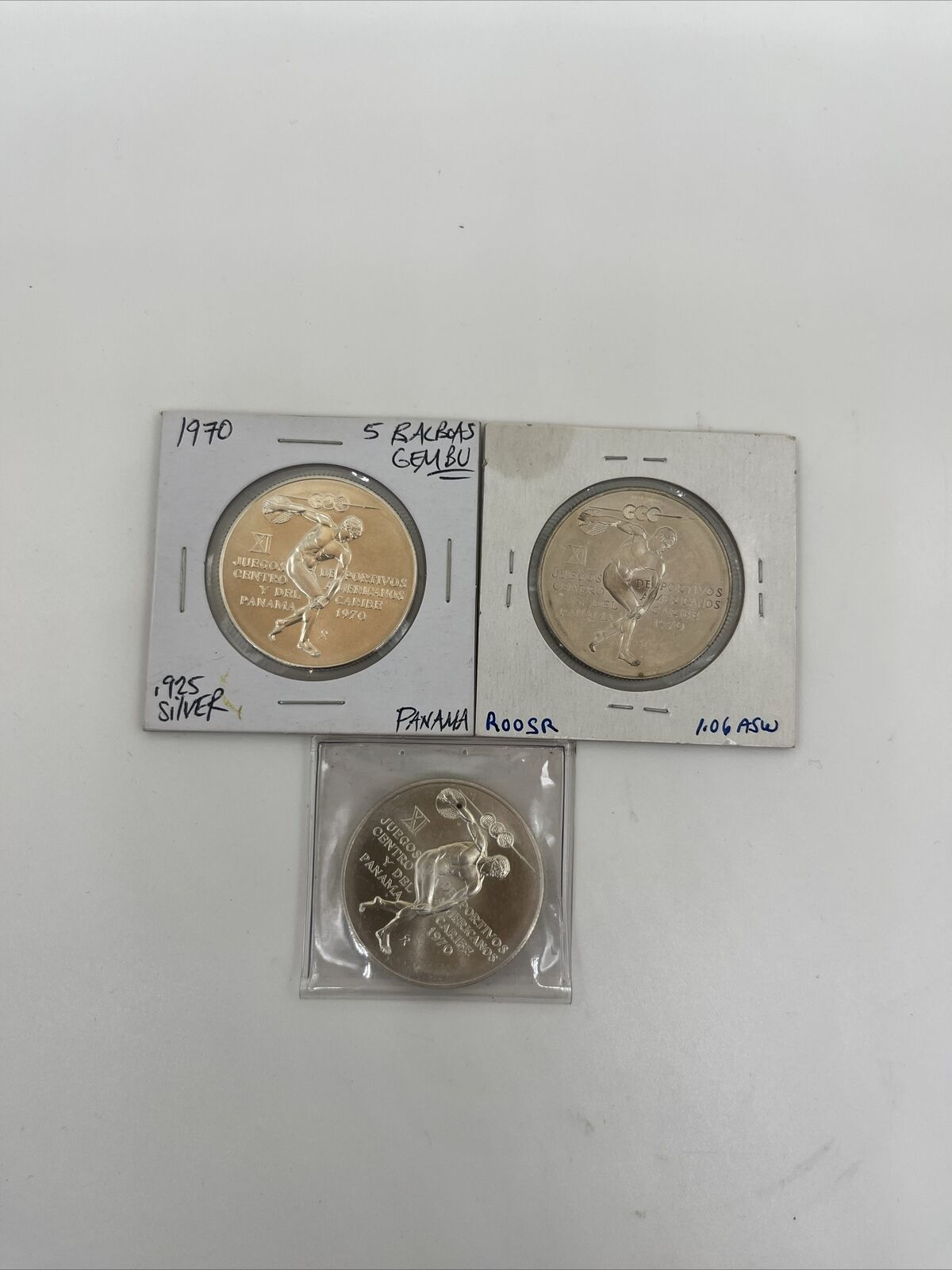 1970 Panama 5 Balboas  Silver Coin High Grade Beautiful(3 Beautiful Coins )