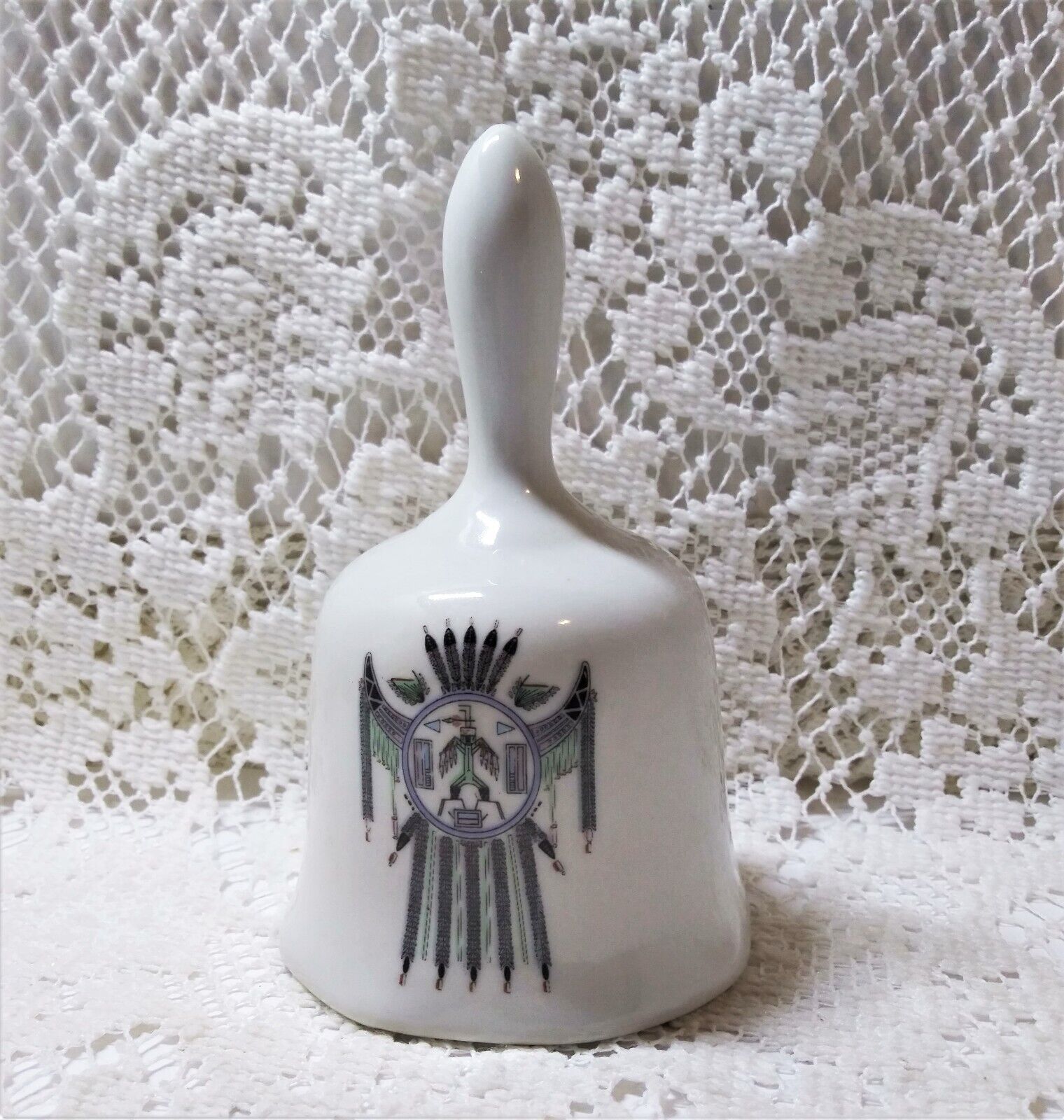 Collectible Souvenir Gift Bell ~ Southwestern Motif ~ Vintage ~ Ceramic